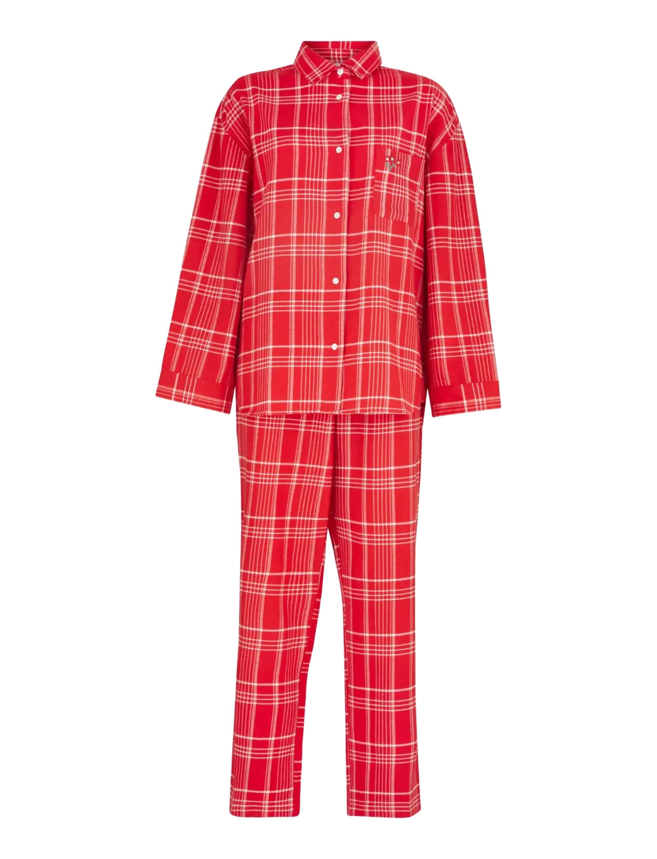 Becksöndergaard - Flannel Grid Pyjamas Shirt - langärmlige hemden - salsa red - 1