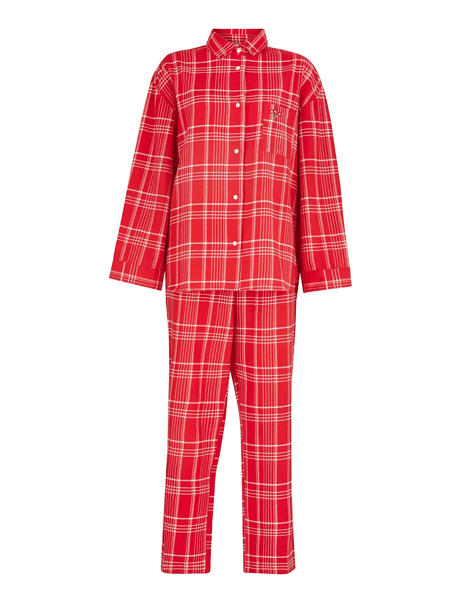 Becksöndergaard - Flannel Grid Pyjamas Shirt - langärmlige hemden - salsa red - 1