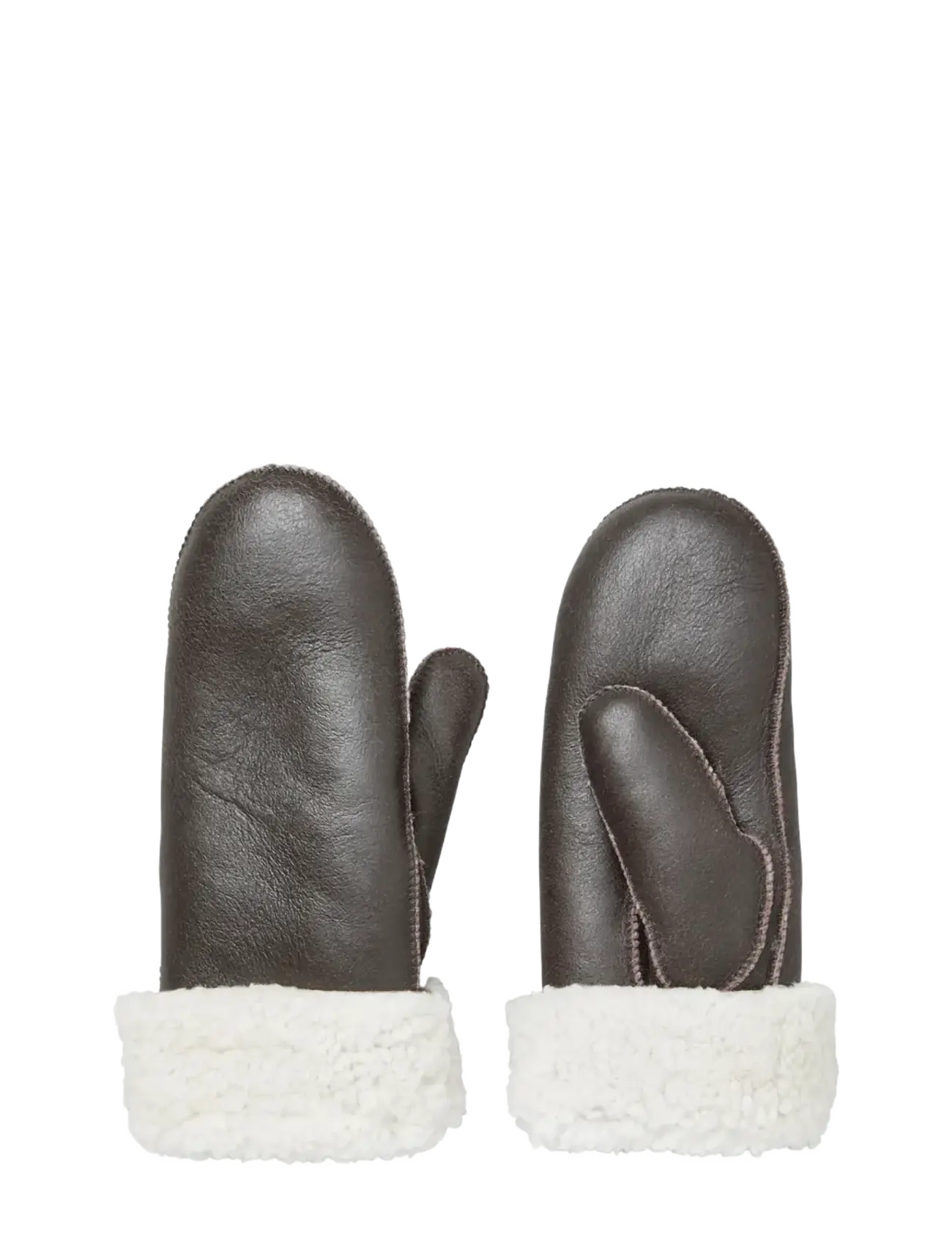 Becksöndergaard Doa Smooth Shearling Mitten - Aksessuaarid - DARK CHOCOLATE / brown