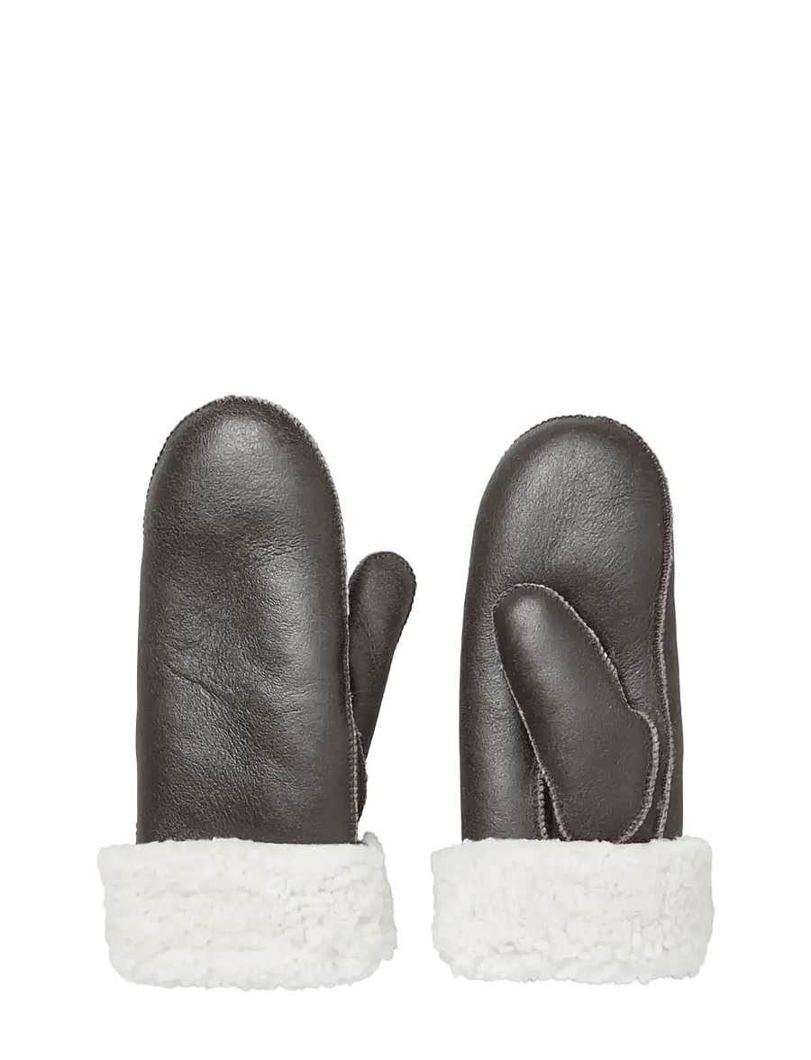 Becksöndergaard - Doa Smooth Shearling Mitten - lederhandschuhe - dark chocolate - 0
