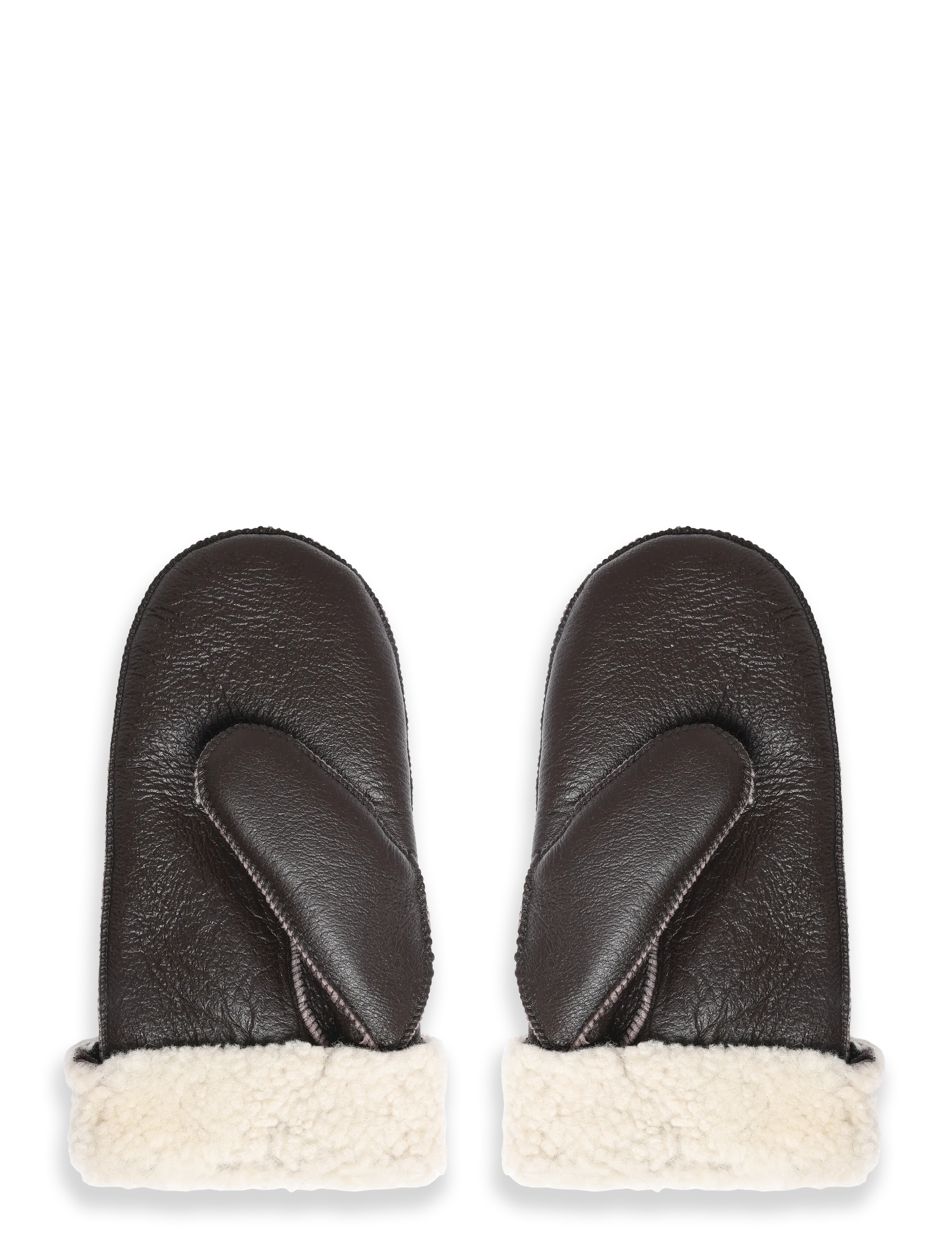 Becksöndergaard - Doa Smooth Shearling Mitten - aksessuaarid - dark chocolate - 1