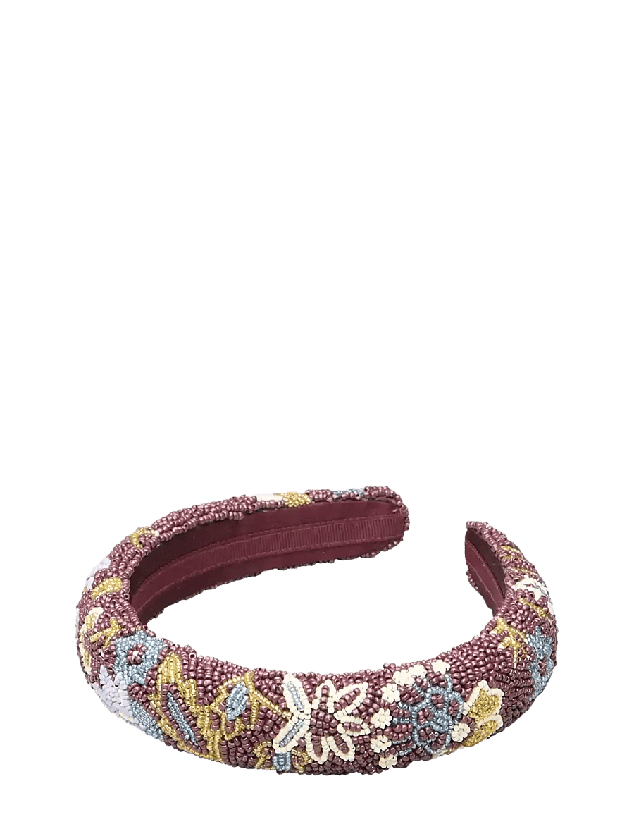 Becksöndergaard - Fiora Midi Beaded Hairbrace - stirnbänder - maroon brown - 1