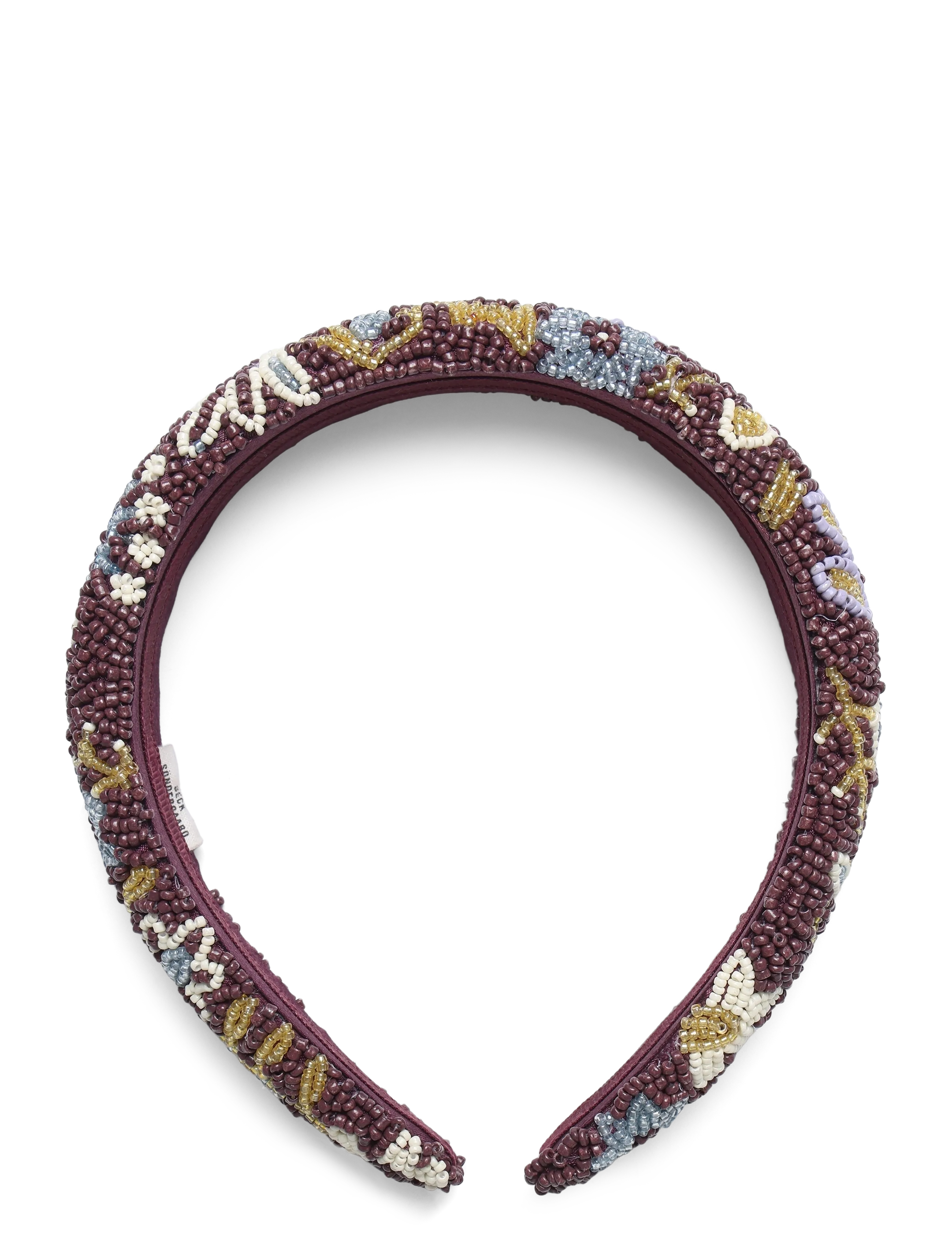 Becksöndergaard Fiora Midi Beaded Hairbrace - Headbands - MAROON BROWN / burgundy