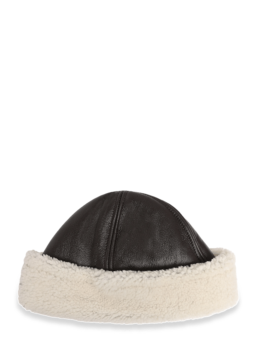 Becksöndergaard - Dora Smooth Shearling Hat - mütsid - dark chocolate - 0