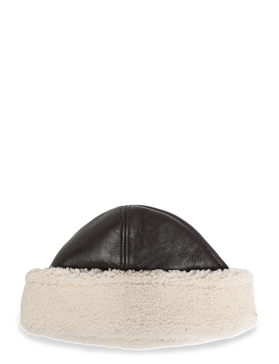 Becksöndergaard - Dora Smooth Shearling Hat - mütsid - dark chocolate - 1
