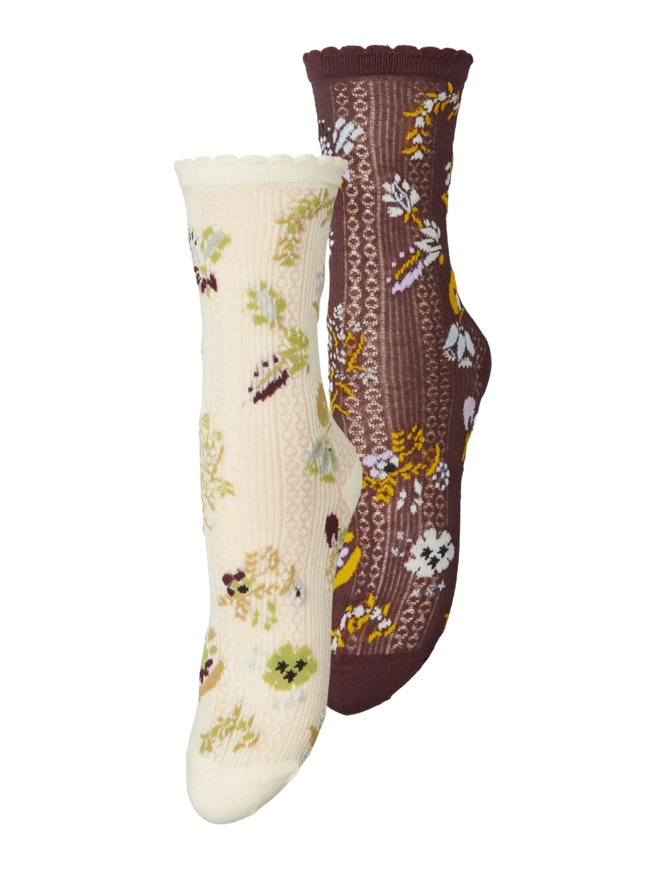 Becksöndergaard Fiora Cotta Sock 2 Pack - BECKSÖNDERGAARD - WHITE/BROWN / cream