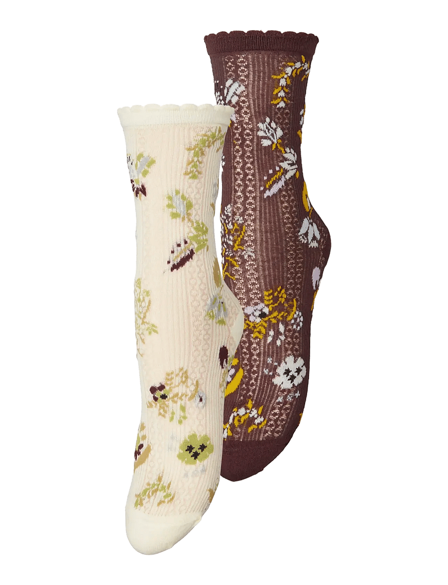 Becksöndergaard - Fiora Cotta Sock 2 Pack - almindelige strømper - white/brown - 1