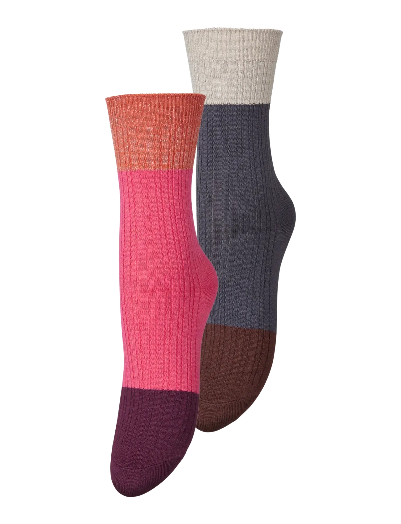 Becksöndergaard Colourblock Bam Sock 2 Pack - Undertøj - GRAY/PINK / grey