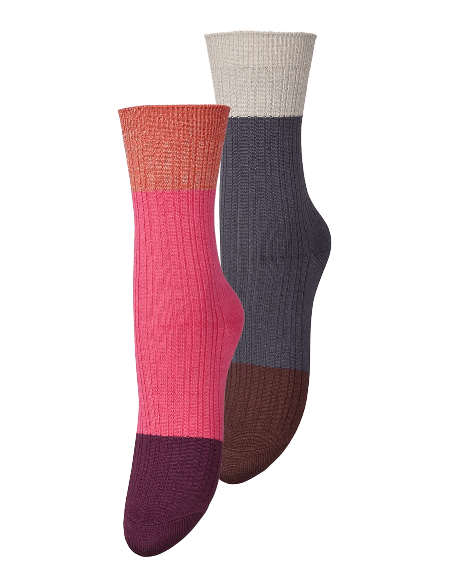 Becksöndergaard - Colourblock Bam Sock 2 Pack - almindelige strømper - gray/pink - 0
