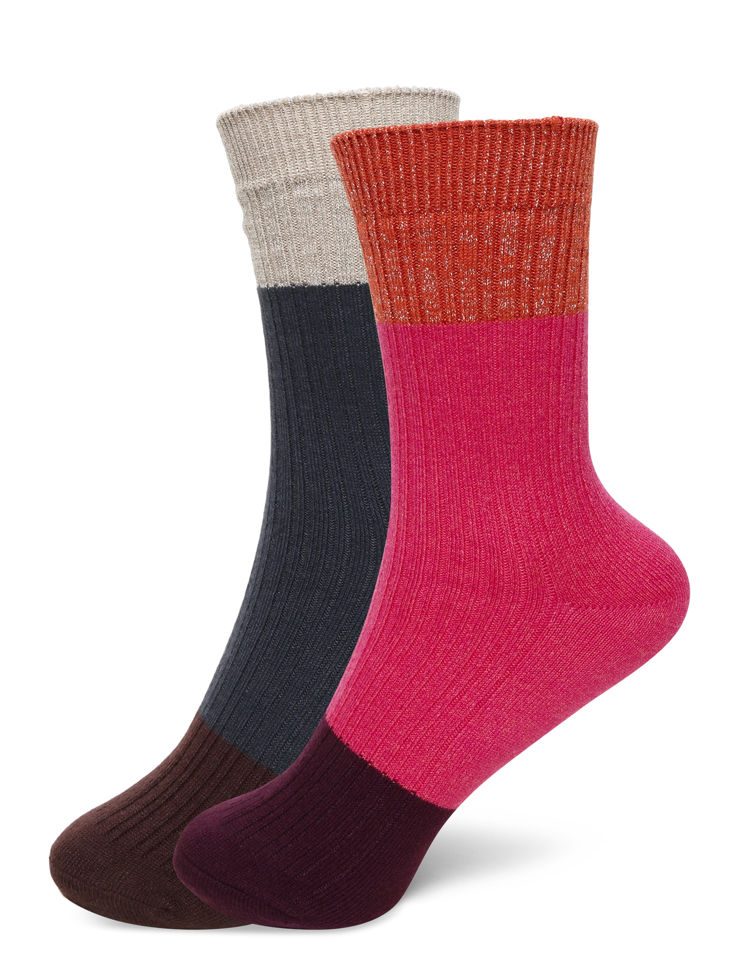 Becksöndergaard Colourblock Bam Sock 2 Pack - BECKSÖNDERGAARD - GRAY/PINK / grey