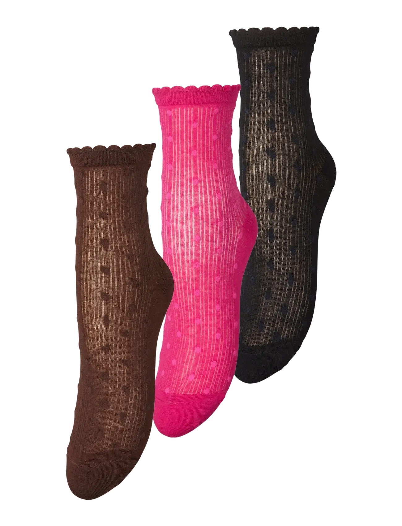Becksöndergaard Dotia Sheer Sock 3 Pack - Undertøj - BLACK/BROWN/PINK / black