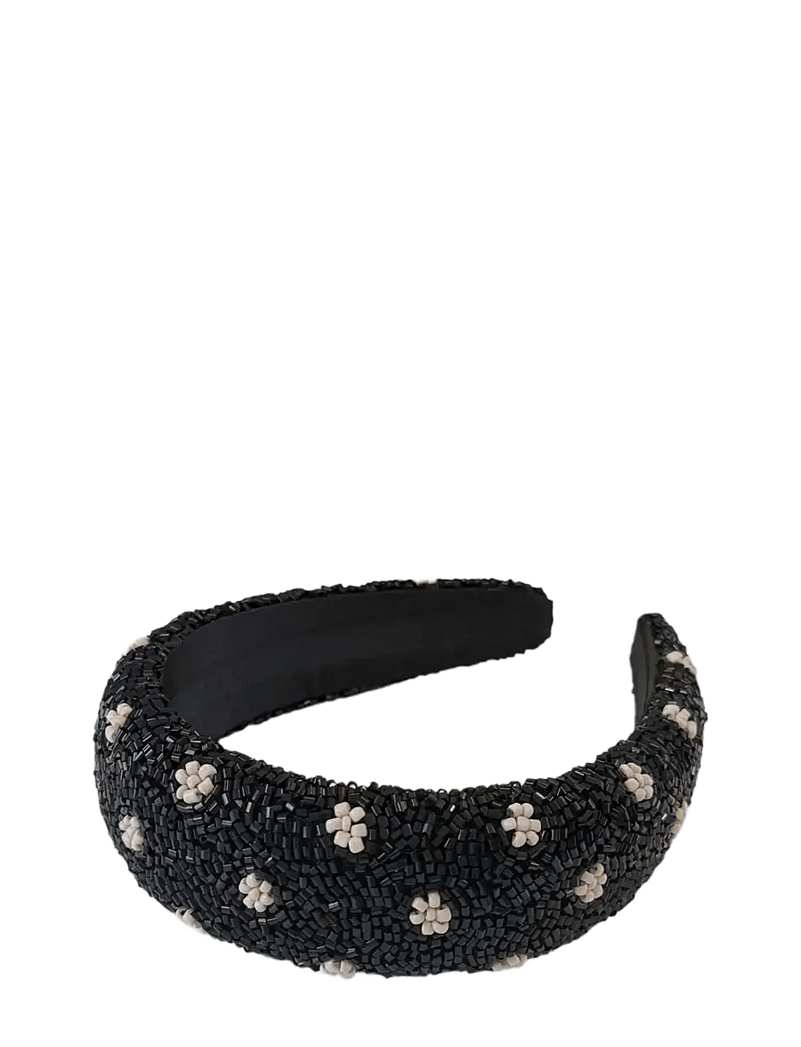 Becksöndergaard - Dot Wide Beaded Hairbrace - hårband & diadem - black - 0