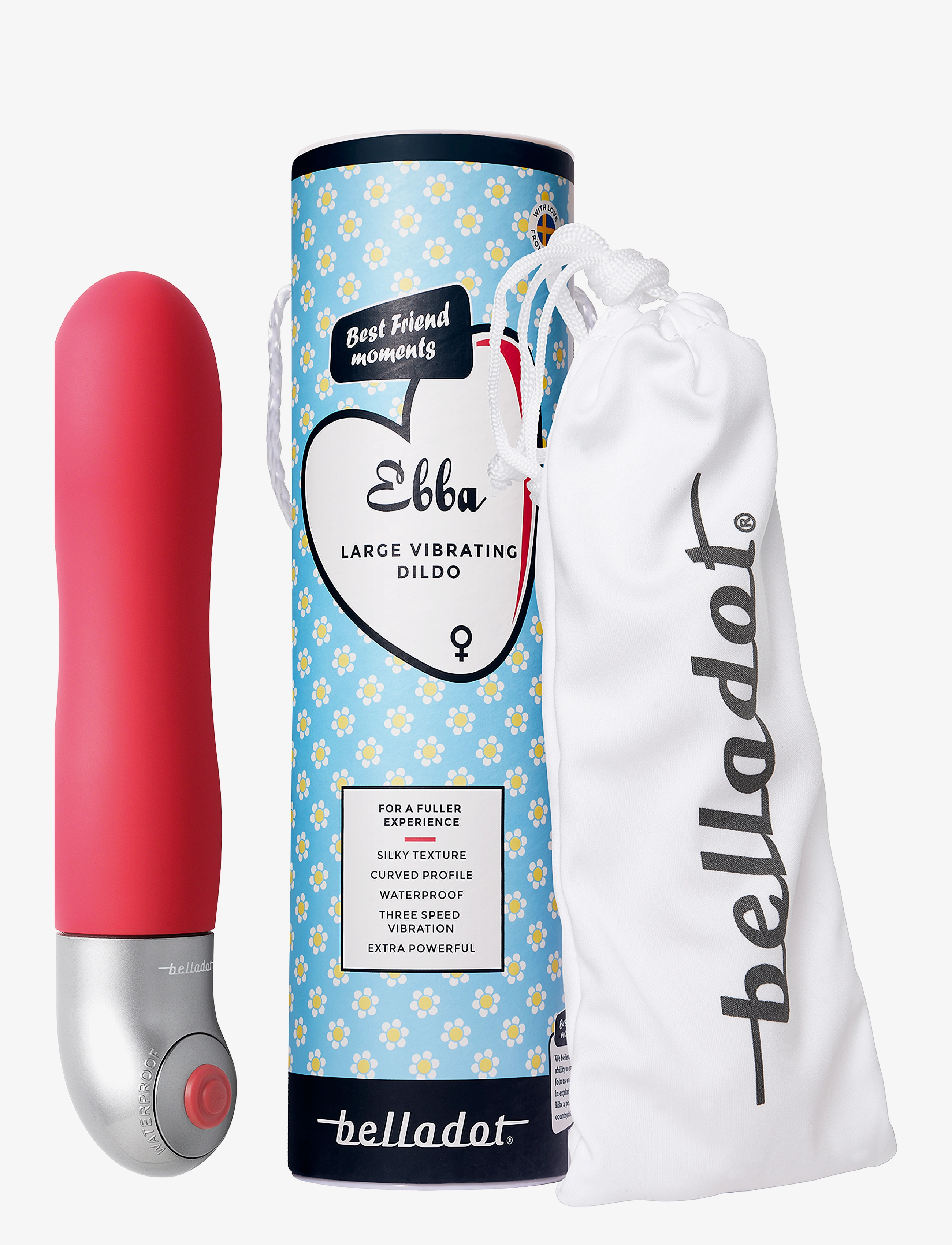 Belladot - Ebba Large Vibrating Dildo Red - vibratorer - red - 2