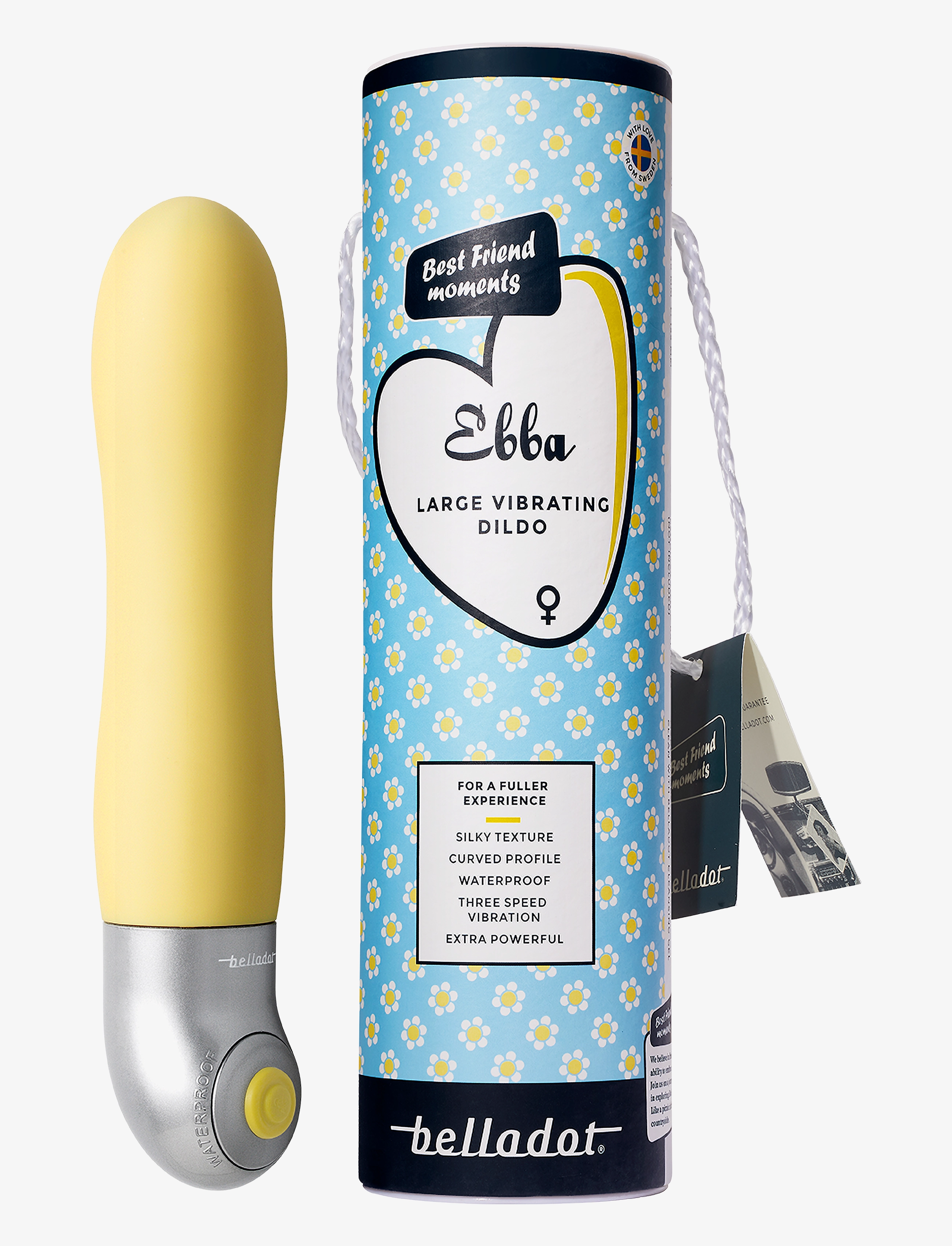 Belladot Ebba Large Vibrating Dildo Yellow - Vibratorer - YELLOW / yellow