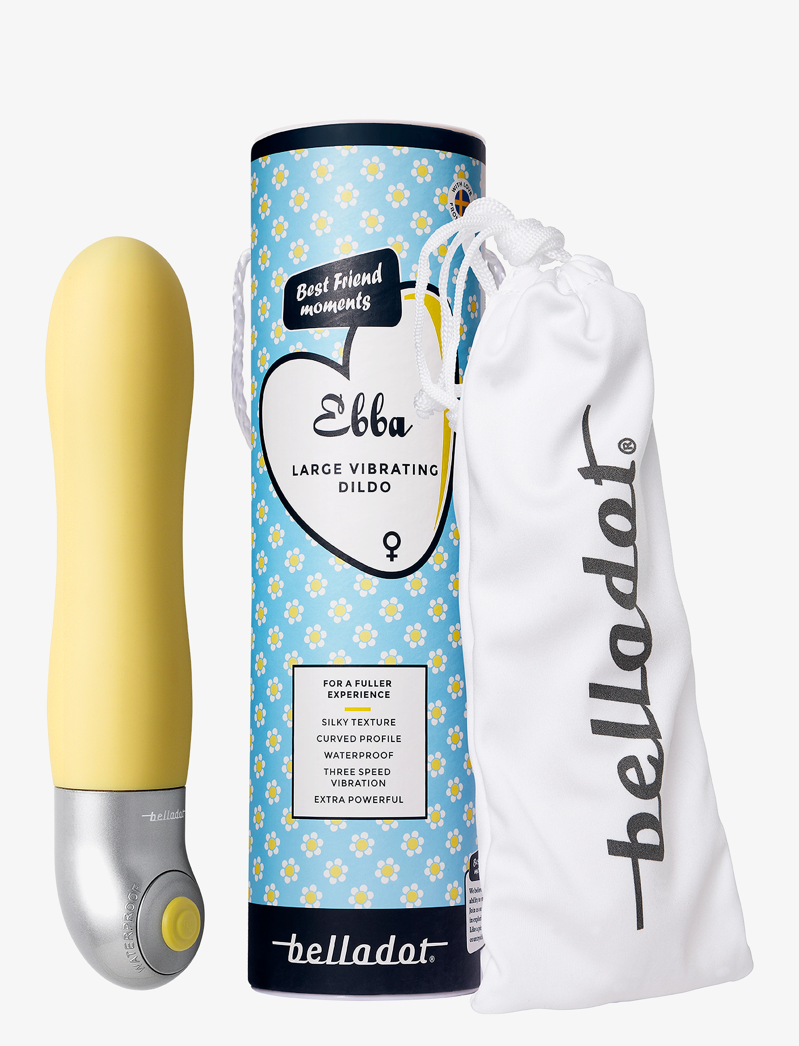 Belladot - Ebba Large Vibrating Dildo Yellow - vibratorer - yellow - 2