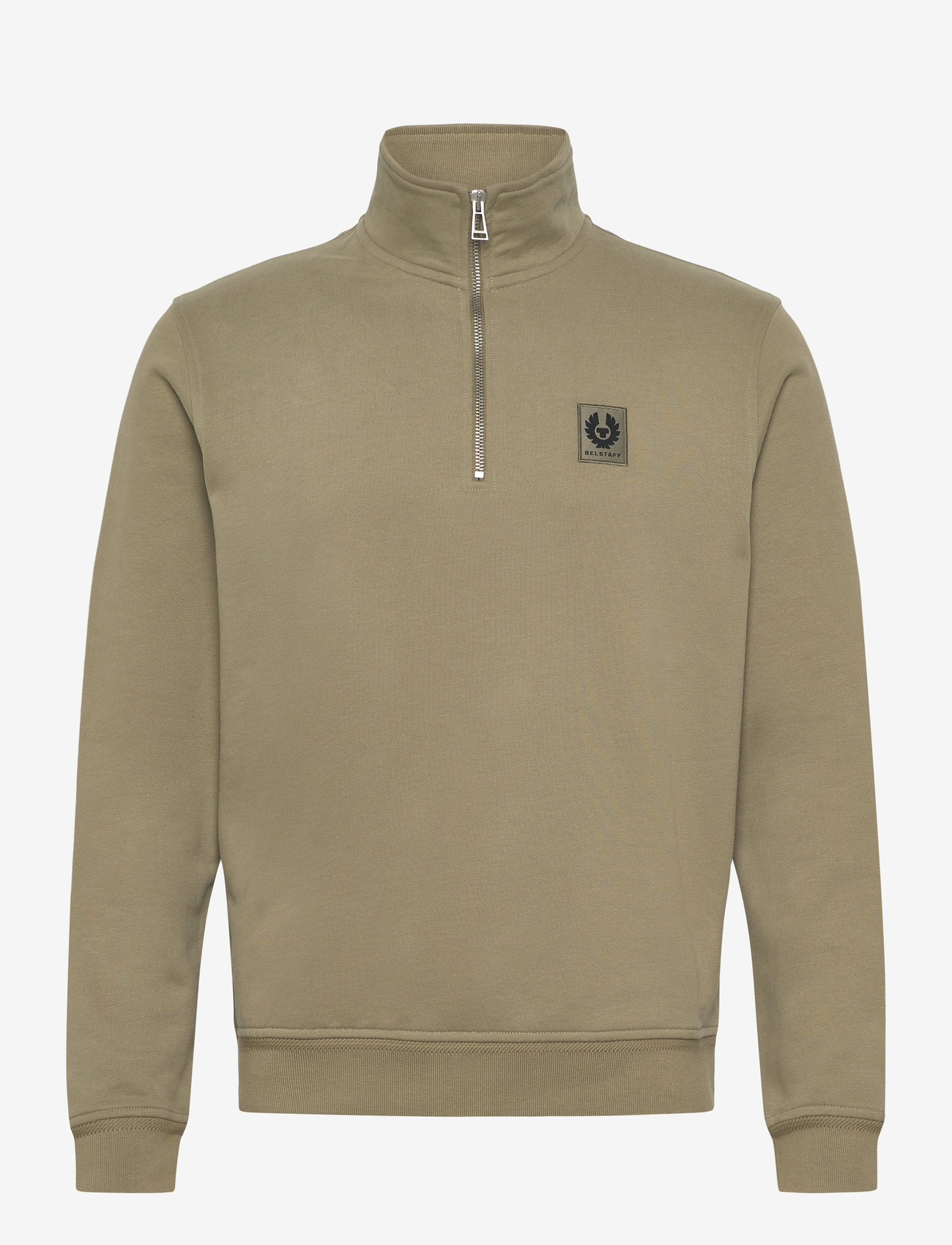 Belstaff - BELSTAFF QUARTER ZIP SWEATSHIRT Fatigue Green - medvilniniai megztiniai - fatigue green - 0