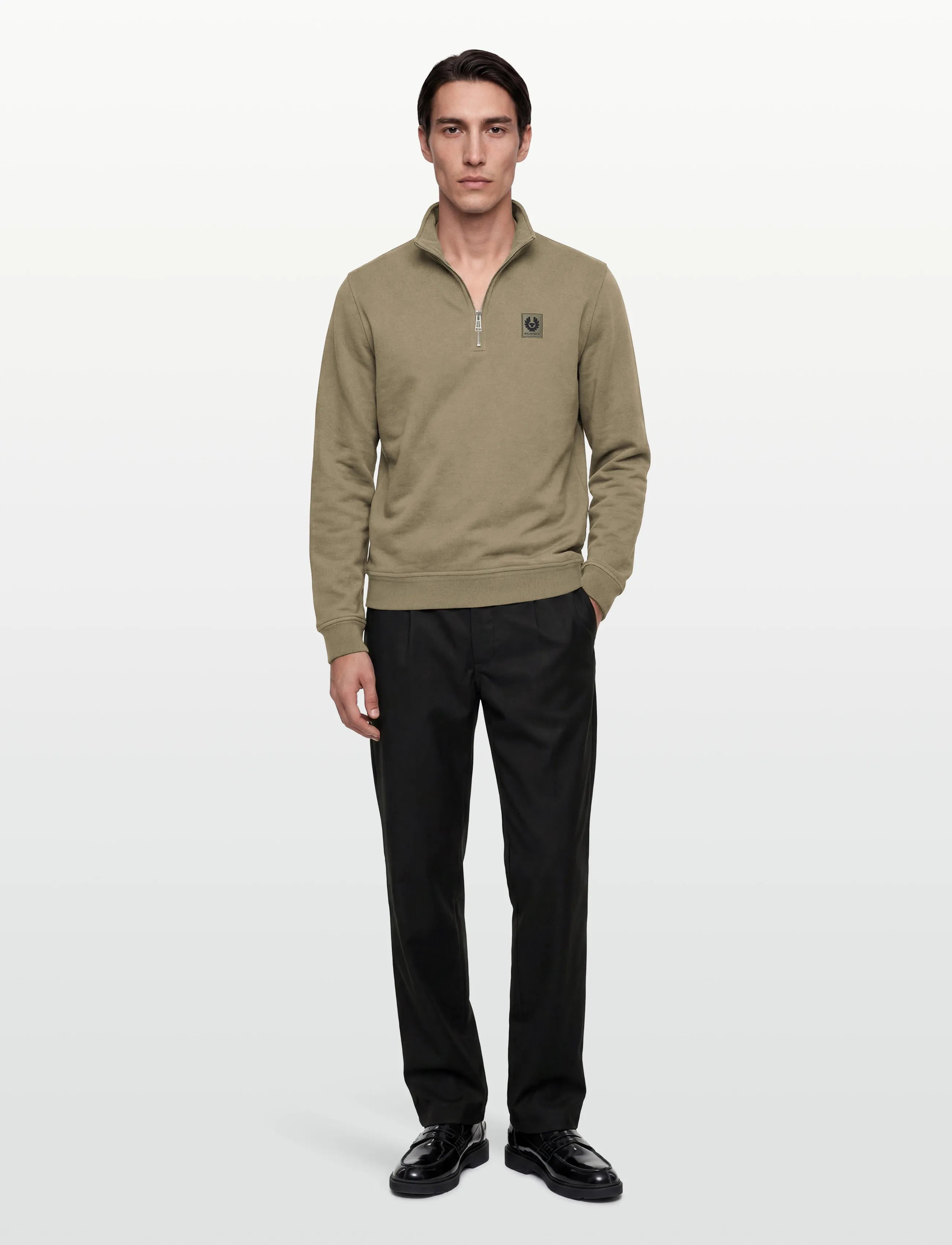 Belstaff Quarter Zip Sweatshirt, L, Sweatshirts & Hoodies, Khakigrün - Sweatshirts, Männerswear
