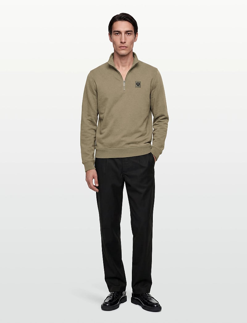 Belstaff - BELSTAFF QUARTER ZIP SWEATSHIRT Dark Ink - kleidung - fatigue green - 0