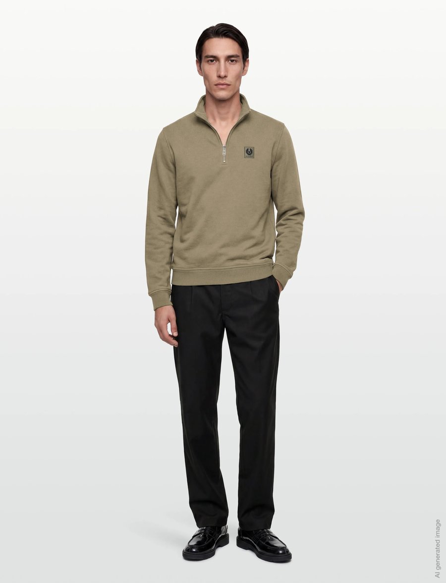 Belstaff - BELSTAFF QUARTER ZIP SWEATSHIRT Dark Ink - kleidung - fatigue green - 0