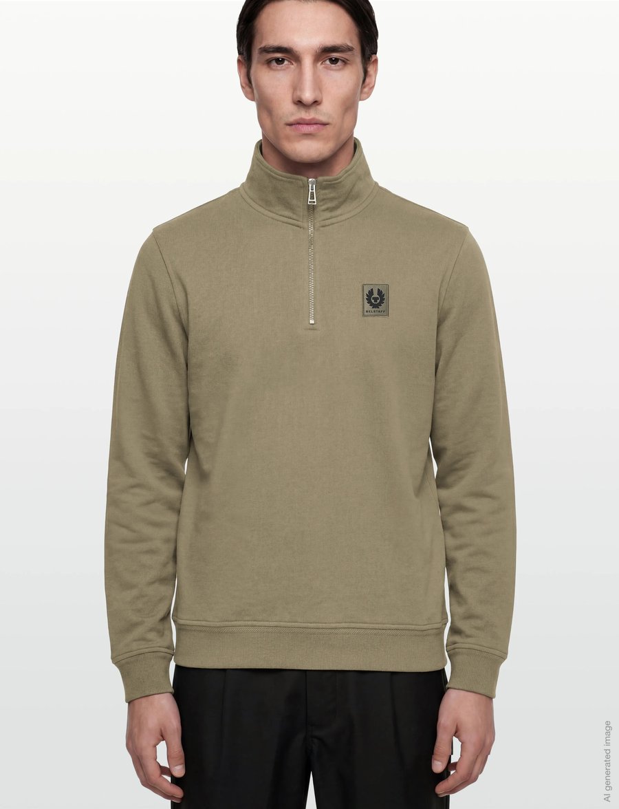 Belstaff - BELSTAFF QUARTER ZIP SWEATSHIRT Dark Ink - kleidung - fatigue green - 3