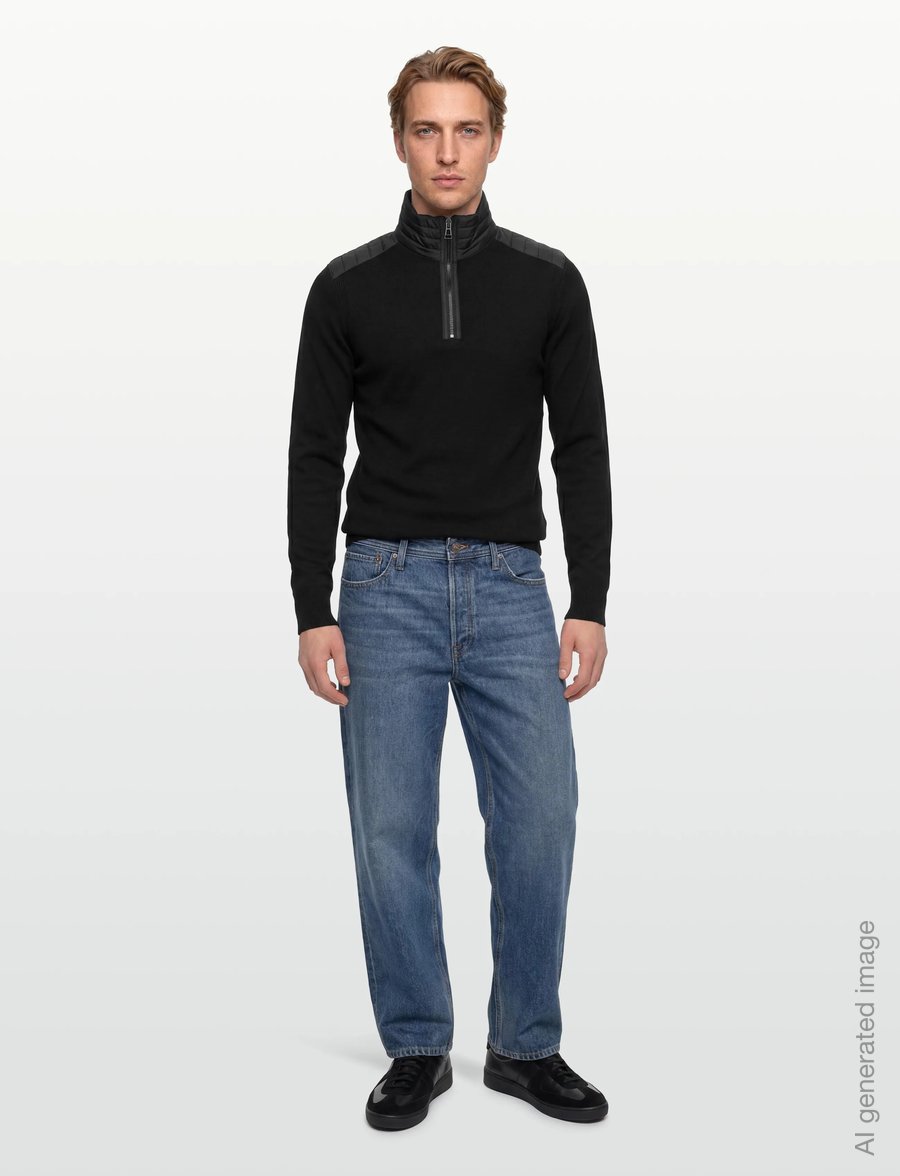 Belstaff - KILMINGTON QUARTER ZIP JUMPER Dark Ink - half zip - black - 0