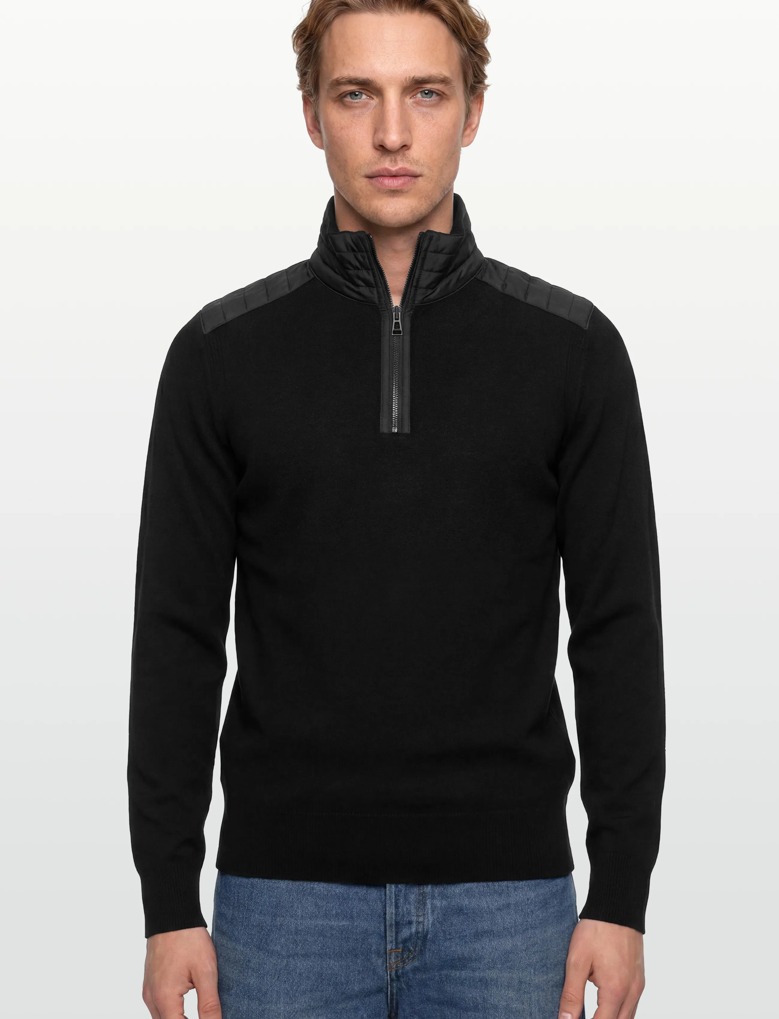 Belstaff - KILMINGTON QUARTER ZIP JUMPER Dark Ink - half zip - black - 3