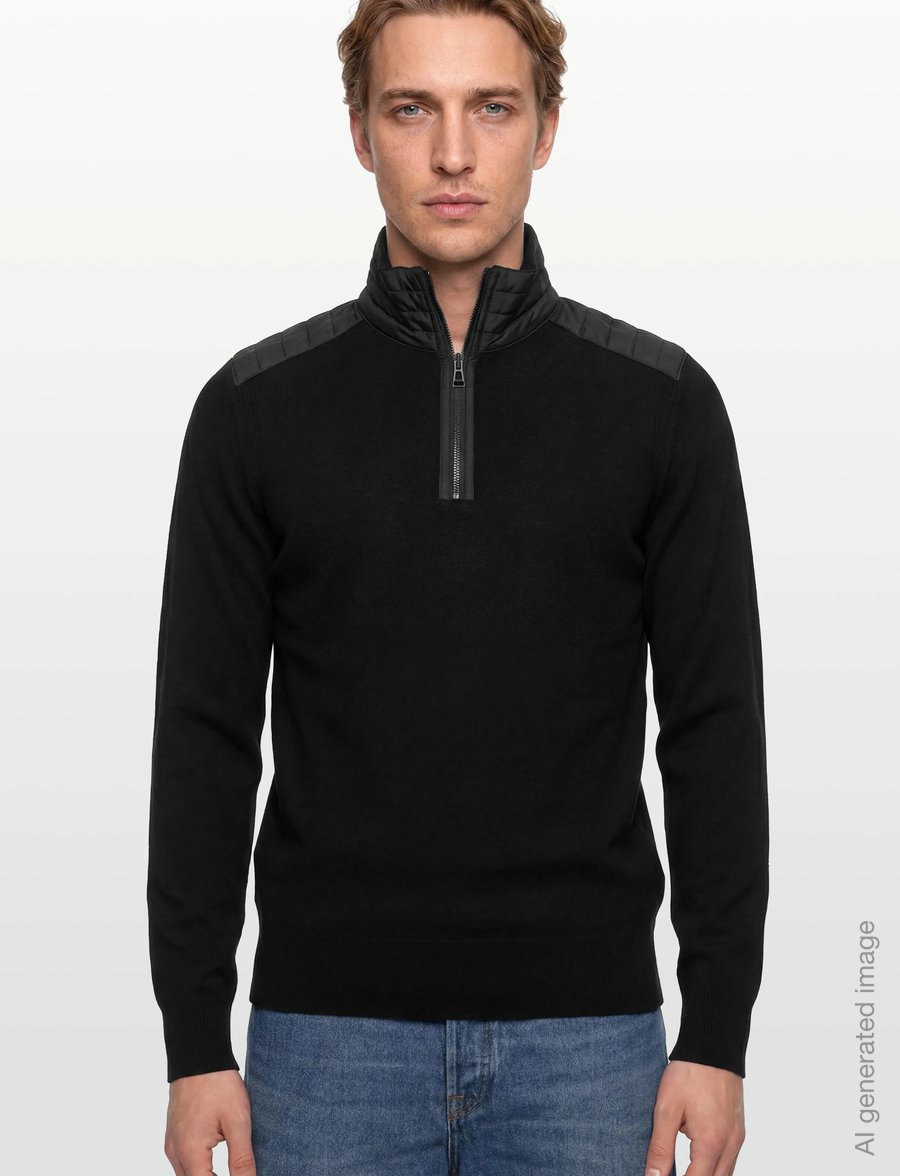 Belstaff - KILMINGTON QUARTER ZIP JUMPER Dark Ink - half zip - black - 3