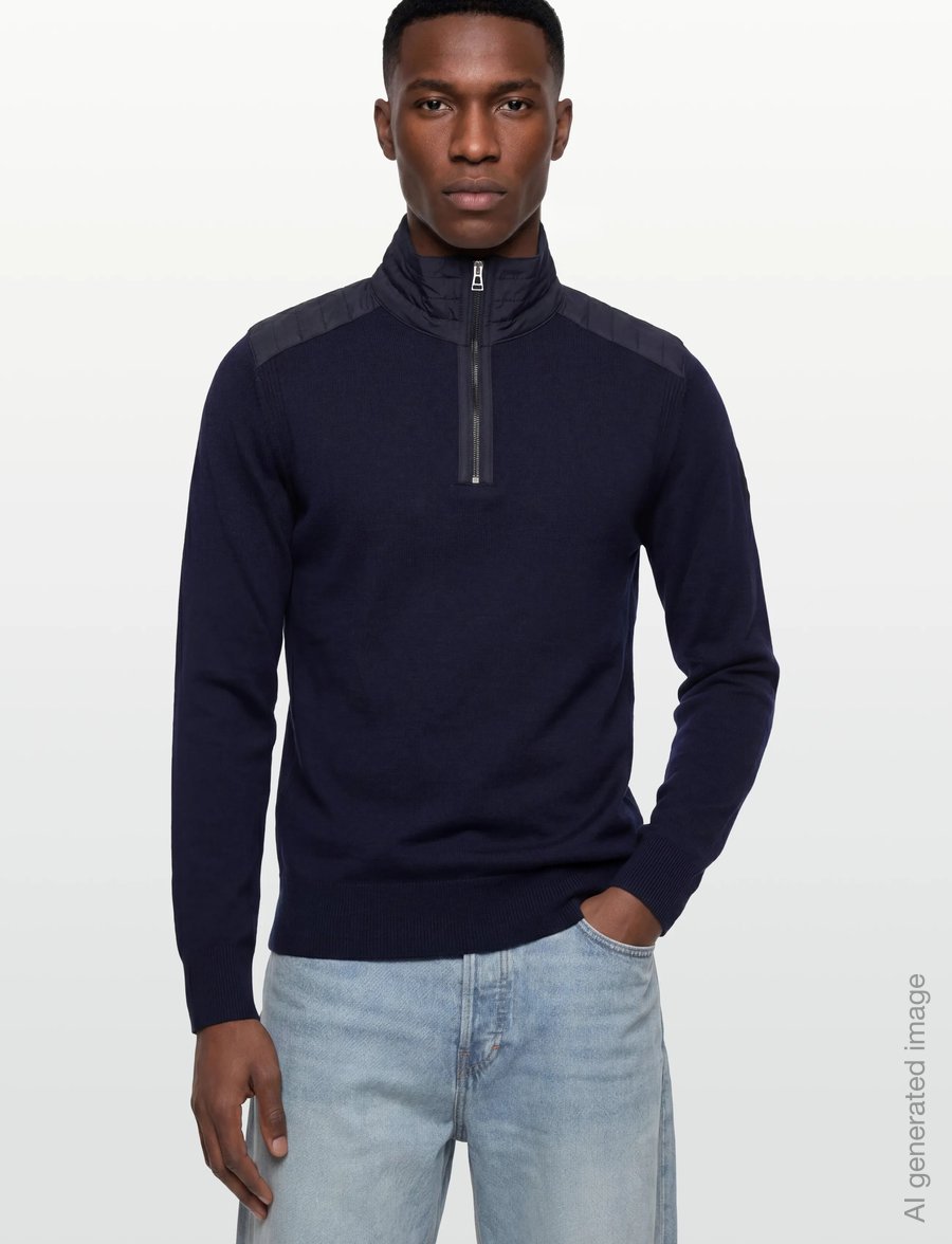 Belstaff - KILMINGTON QUARTER ZIP JUMPER Dark Ink - half zip-trøjer - dark ink - 3