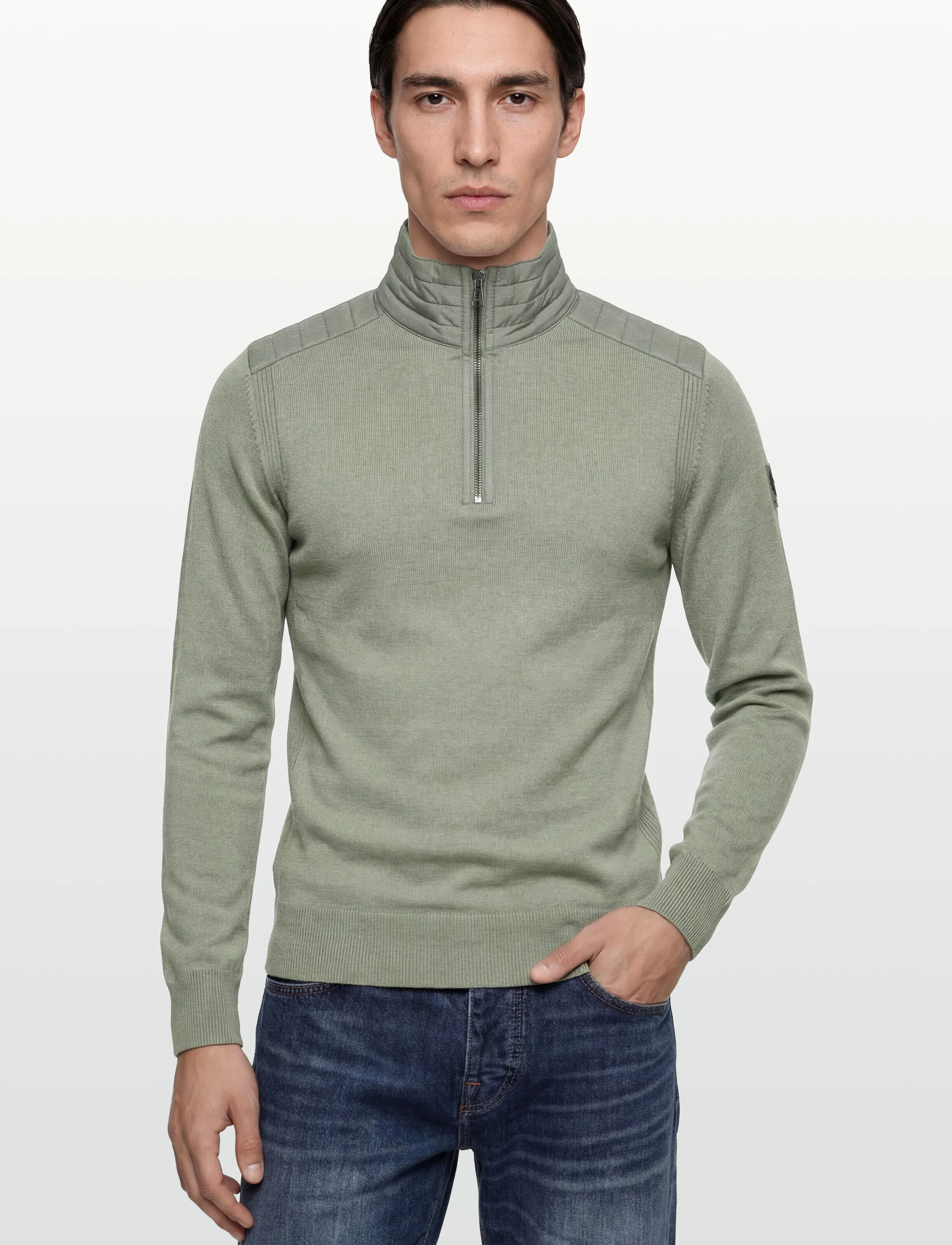 Belstaff - KILMINGTON QUARTER ZIP JUMPER Dark Ink - half zip - lichen - 5