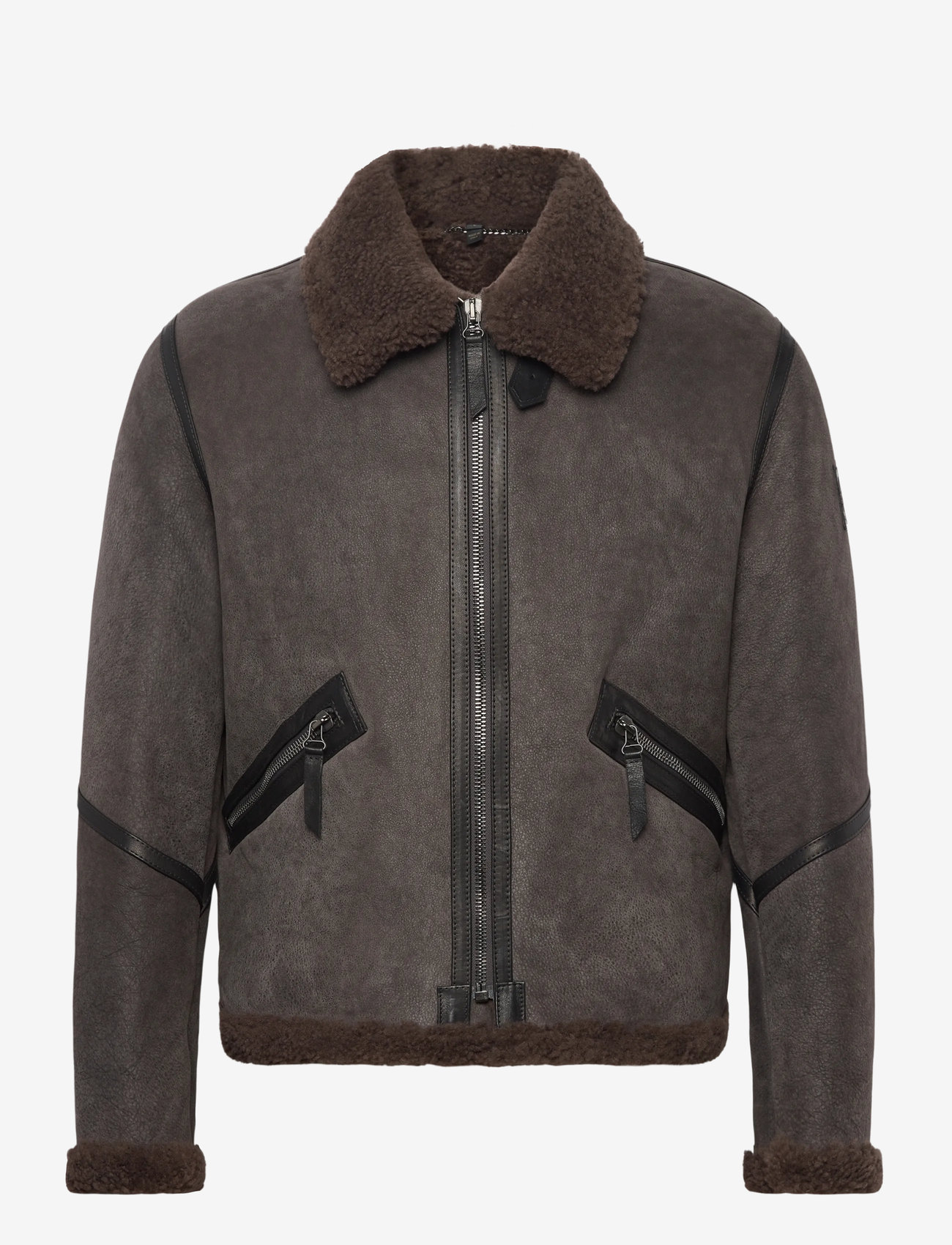 Belstaff - WINTERBROOK JACKET Tornado Grey / Major Brown - leather jackets - tornado grey / major brown - 0