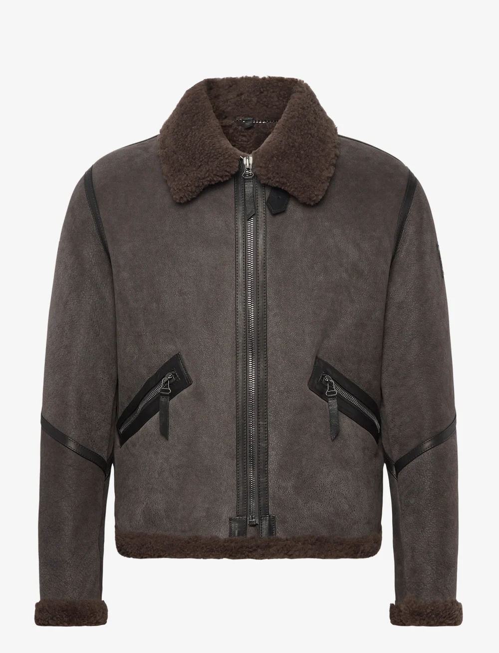 Belstaff - WINTERBROOK JACKET Tornado Grey / Major Brown - leather jackets - tornado grey / major brown - 0