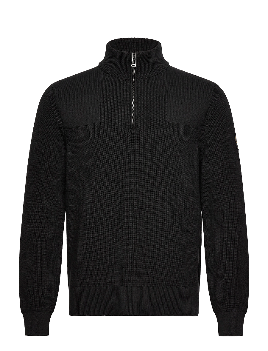 Belstaff - COMMANDER QUARTER ZIP JUMPER Silver Birch - pullover mit halbem reißverschluss - black - 0