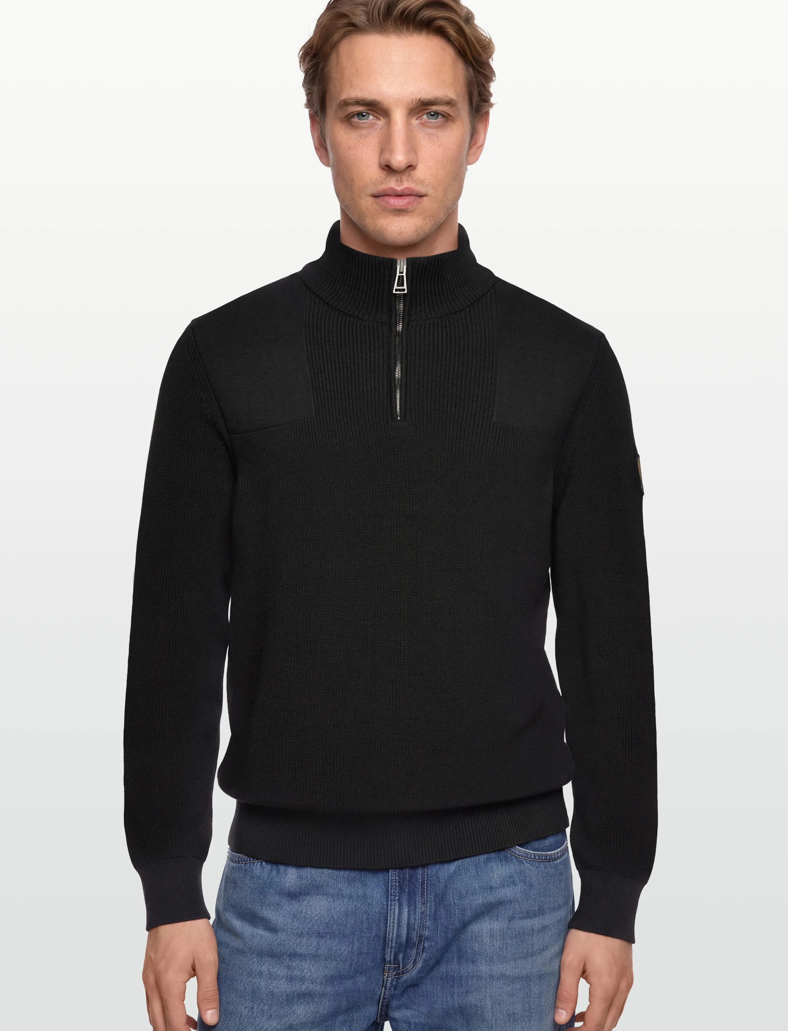 Belstaff - COMMANDER QUARTER ZIP JUMPER Silver Birch - män - black - 3