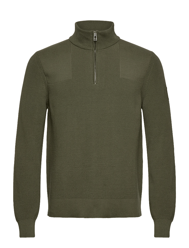 Belstaff - COMMANDER QUARTER ZIP JUMPER Silver Birch - half zip - true olive - 0