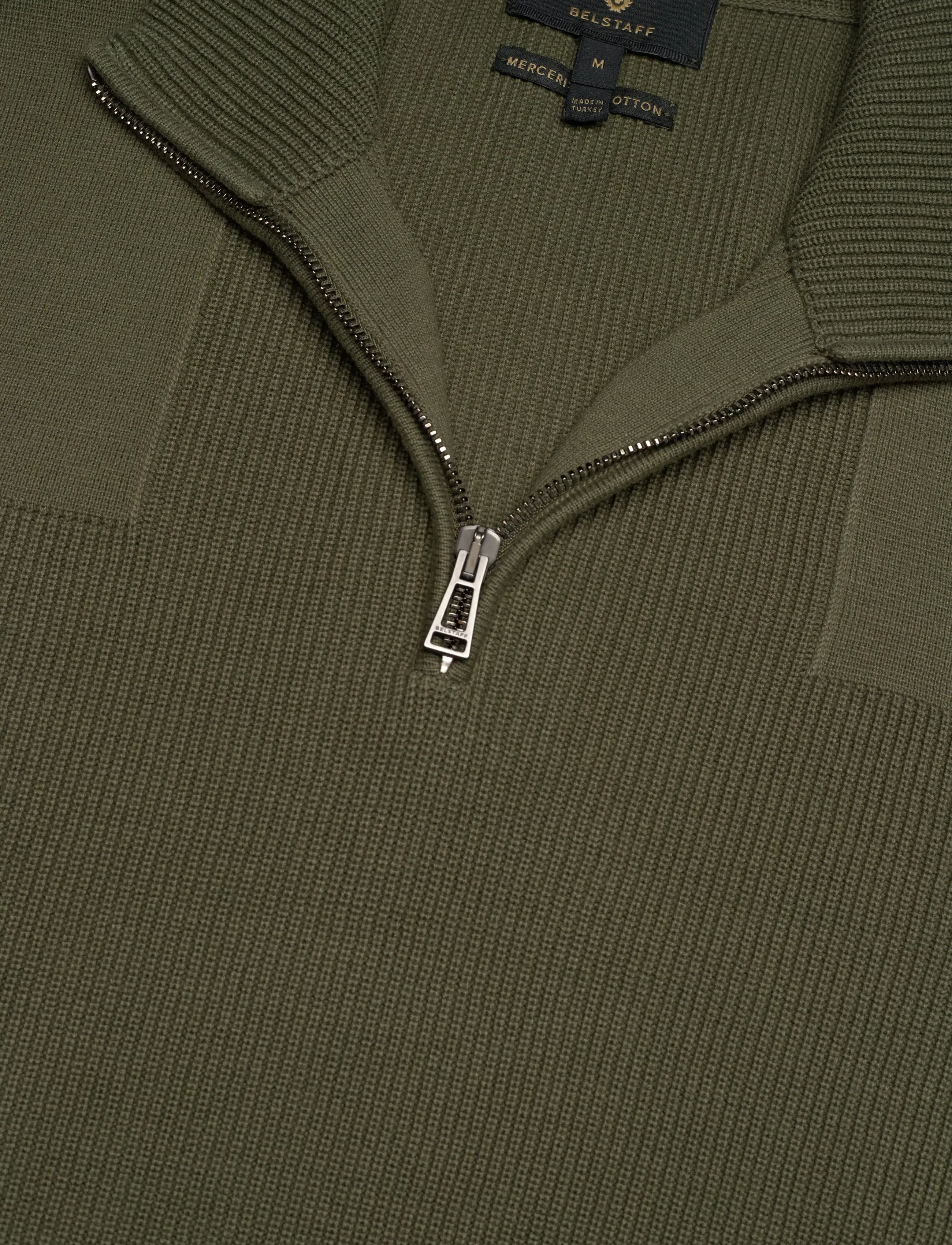 Belstaff - COMMANDER QUARTER ZIP JUMPER Silver Birch - half zip - true olive - 2