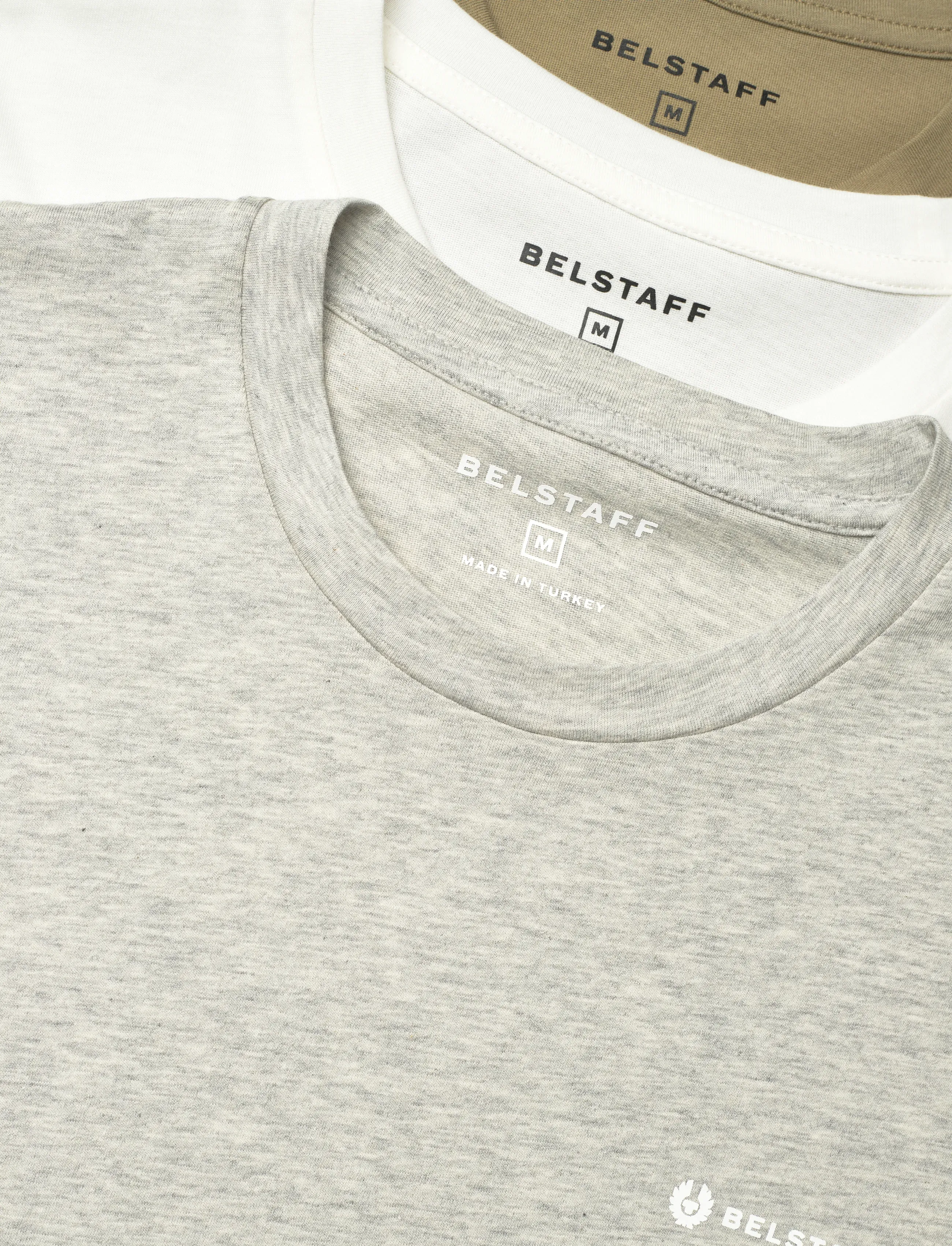 Belstaff - 3 PACK T-SHIRT Black / Dark Ink / White - lot de plusieurs  t-shirts - white / fatigue green / old silver heather - 1