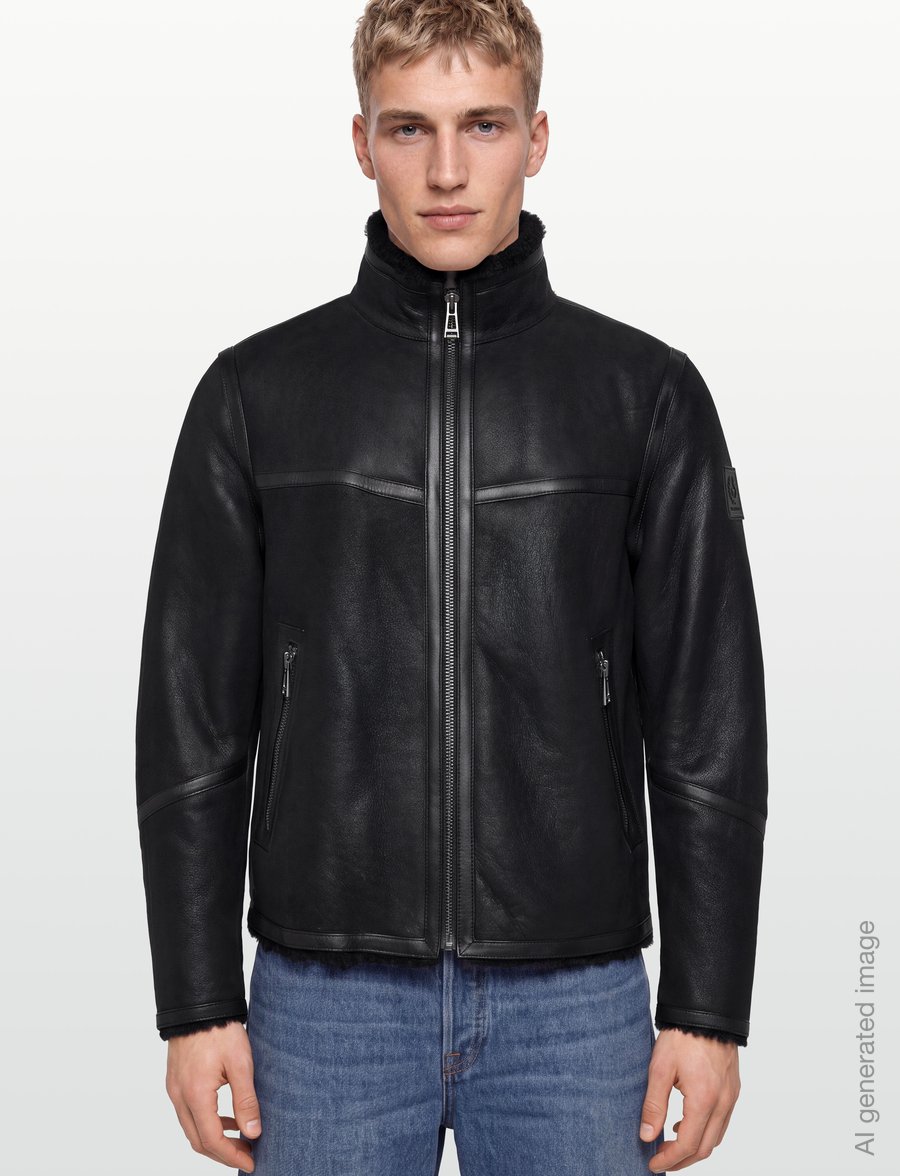 Belstaff - HIGHLAND SHEARLING JACKET Dark Dusty Taupe - fall jackets - black - 3