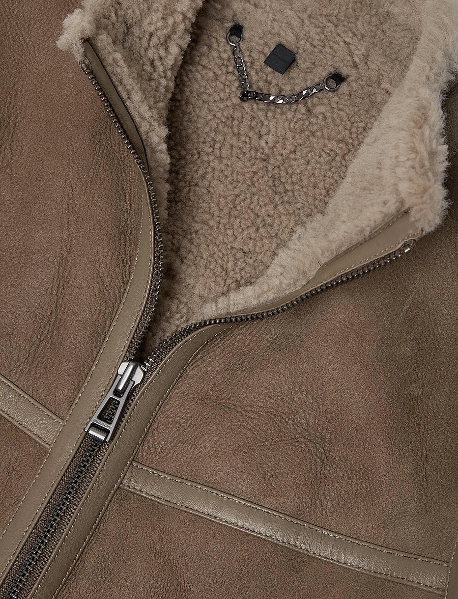 Belstaff - HIGHLAND SHEARLING JACKET Dark Dusty Taupe - fall jackets - dark dusty taupe - 2