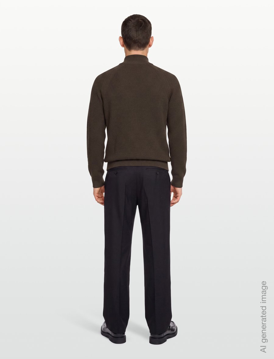 Belstaff - BRADWELL Q ZIP COTTON Dark Ink - halfzip strik - army olive - 4
