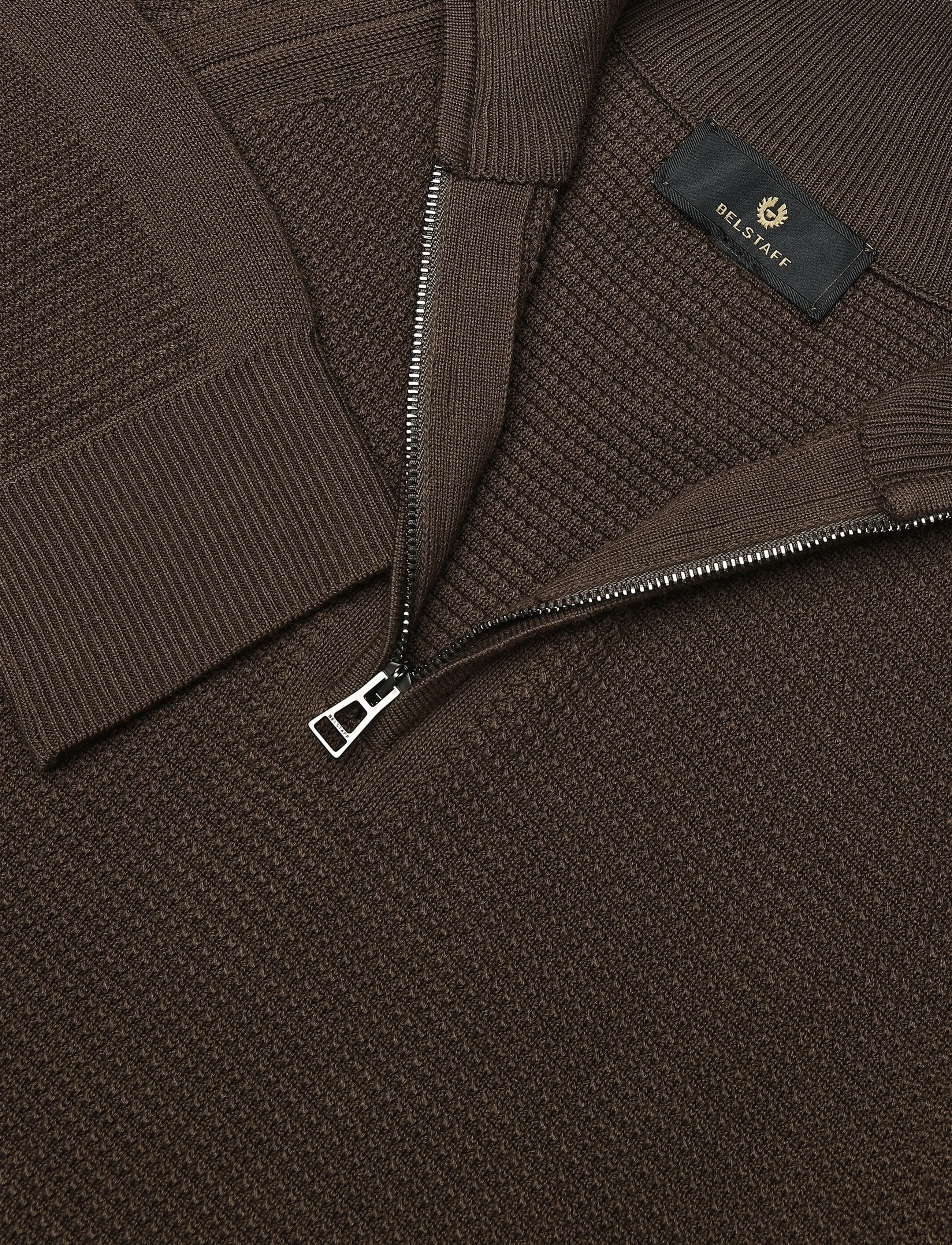 Belstaff - BRADWELL Q ZIP COTTON Dark Ink - halfzip strik - army olive - 5