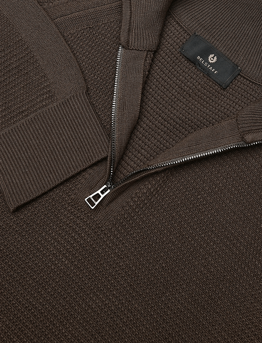 Belstaff - BRADWELL Q ZIP COTTON Dark Ink - halfzip strik - army olive - 5