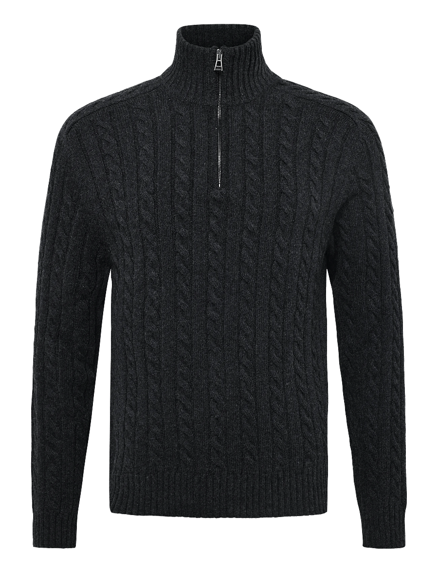 Belstaff - WESTPORT Q ZIP Pale Stone - pullover mit halbem reißverschluss - charcoal melange - 1