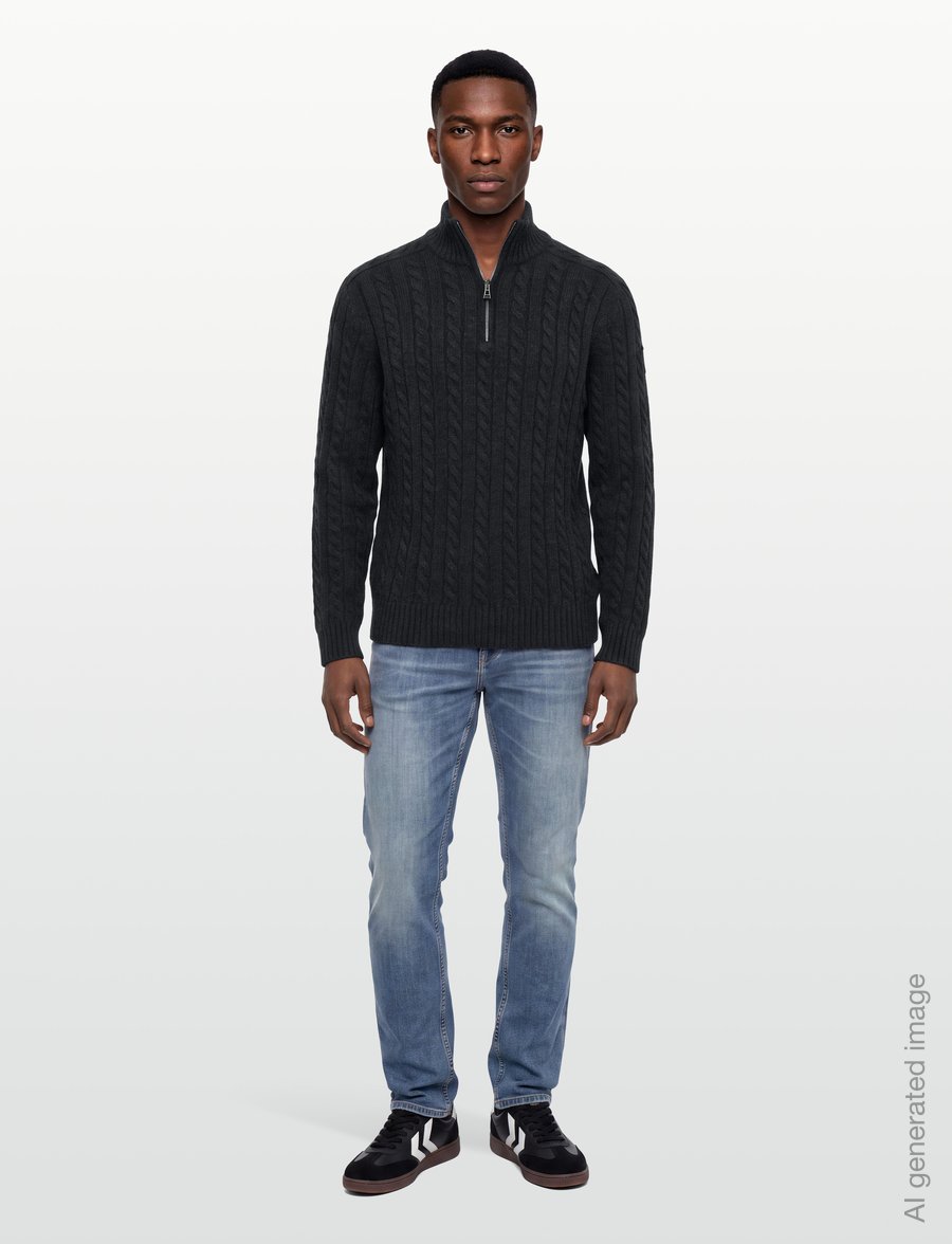 Belstaff - WESTPORT Q ZIP Pale Stone - pullover mit halbem reißverschluss - charcoal melange - 0