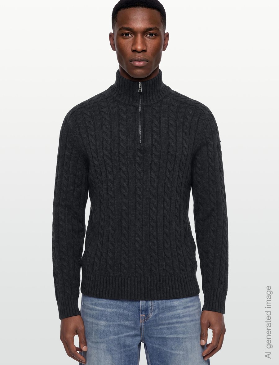 Belstaff - WESTPORT Q ZIP Pale Stone - pullover mit halbem reißverschluss - charcoal melange - 3