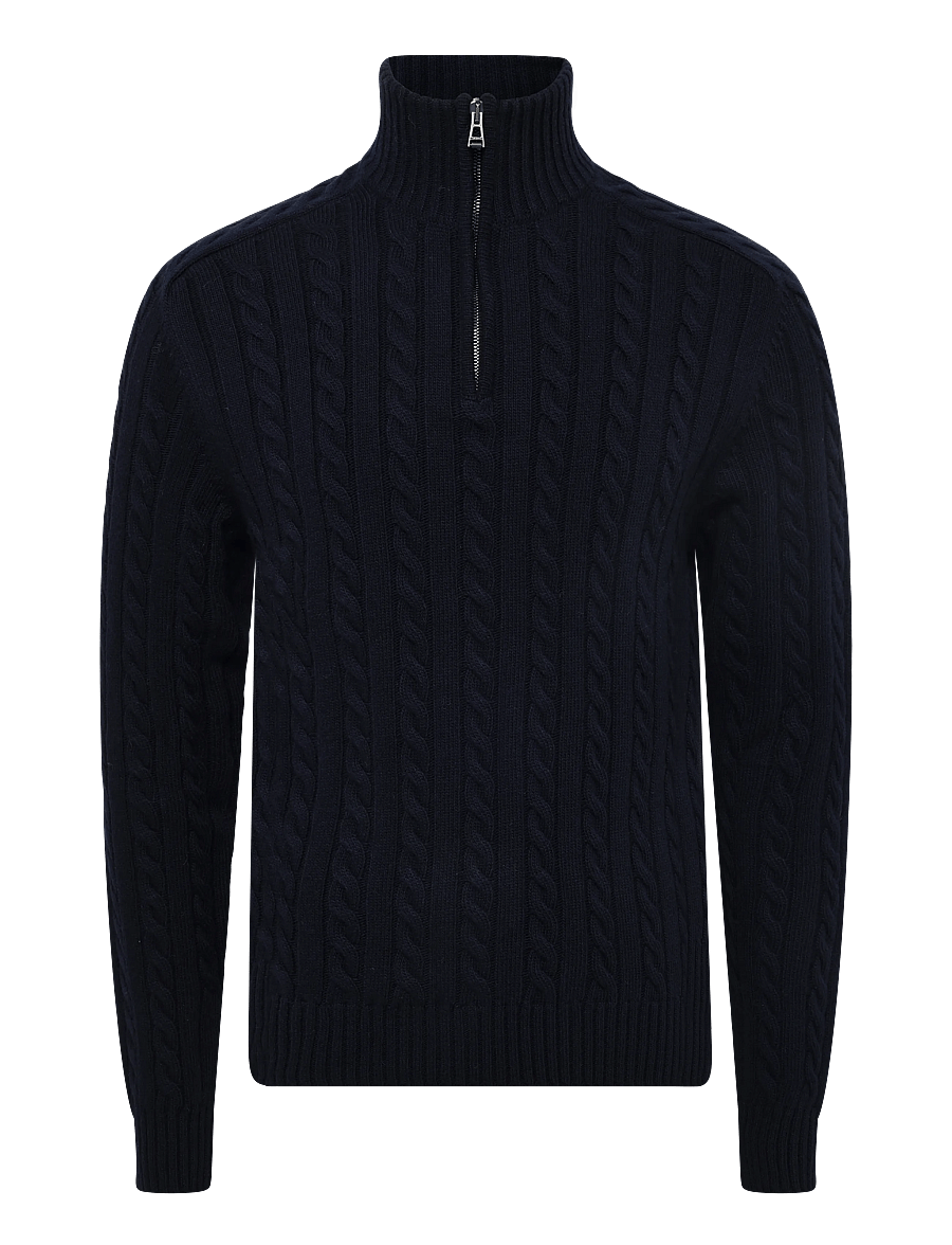 Belstaff - WESTPORT Q ZIP Pale Stone - halfzip strik - dark ink - 1