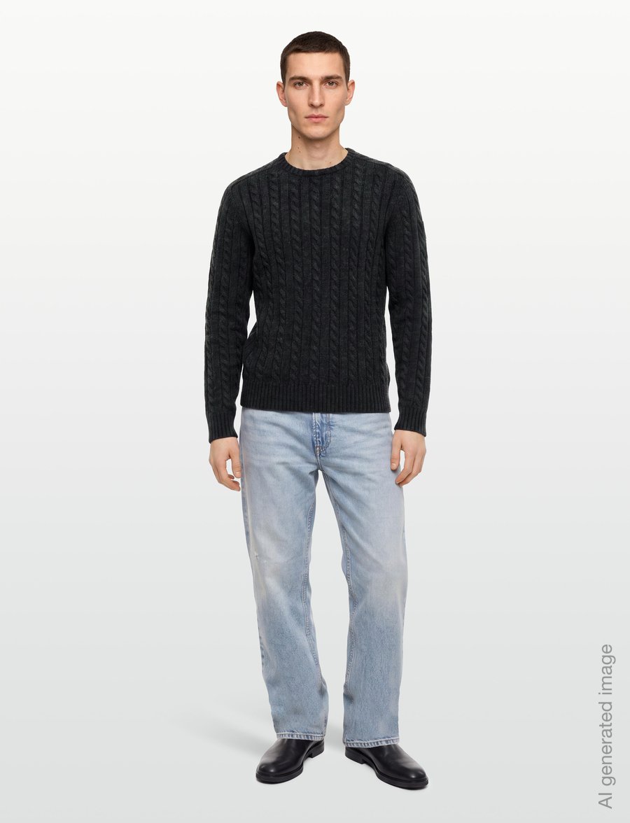 Belstaff - WESTPORT CREW NECK Oxblood - rund hals - charcoal melange - 0