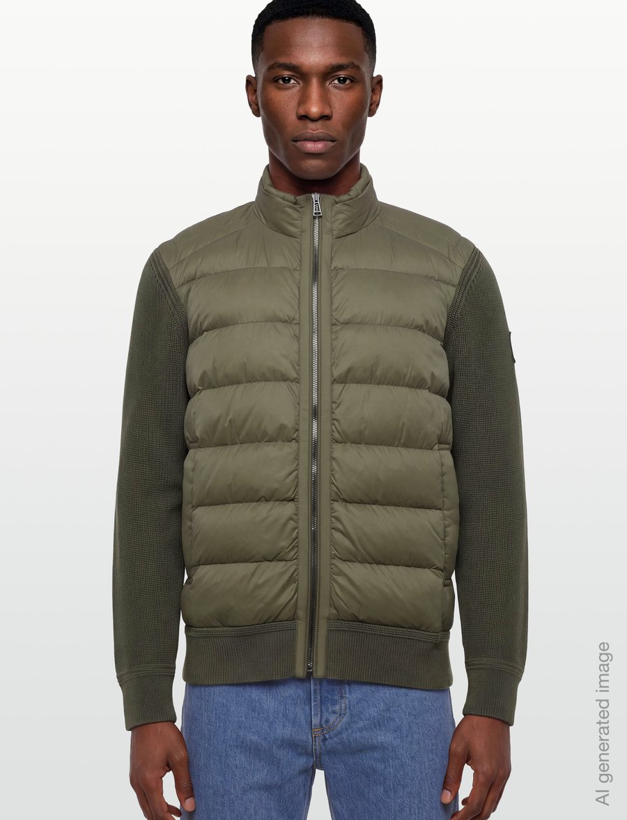 Belstaff - COMPOUND CARDIGAN DOWN Khaki Green - hübriidjoped - khaki green - 3