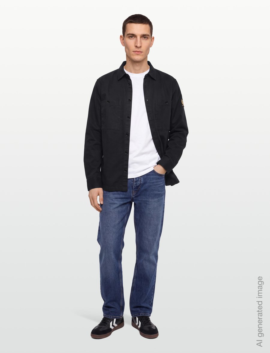 Belstaff - OUTPOST SHIRT COTTON HERRINGBONE Black - casual skjortor - black - 0