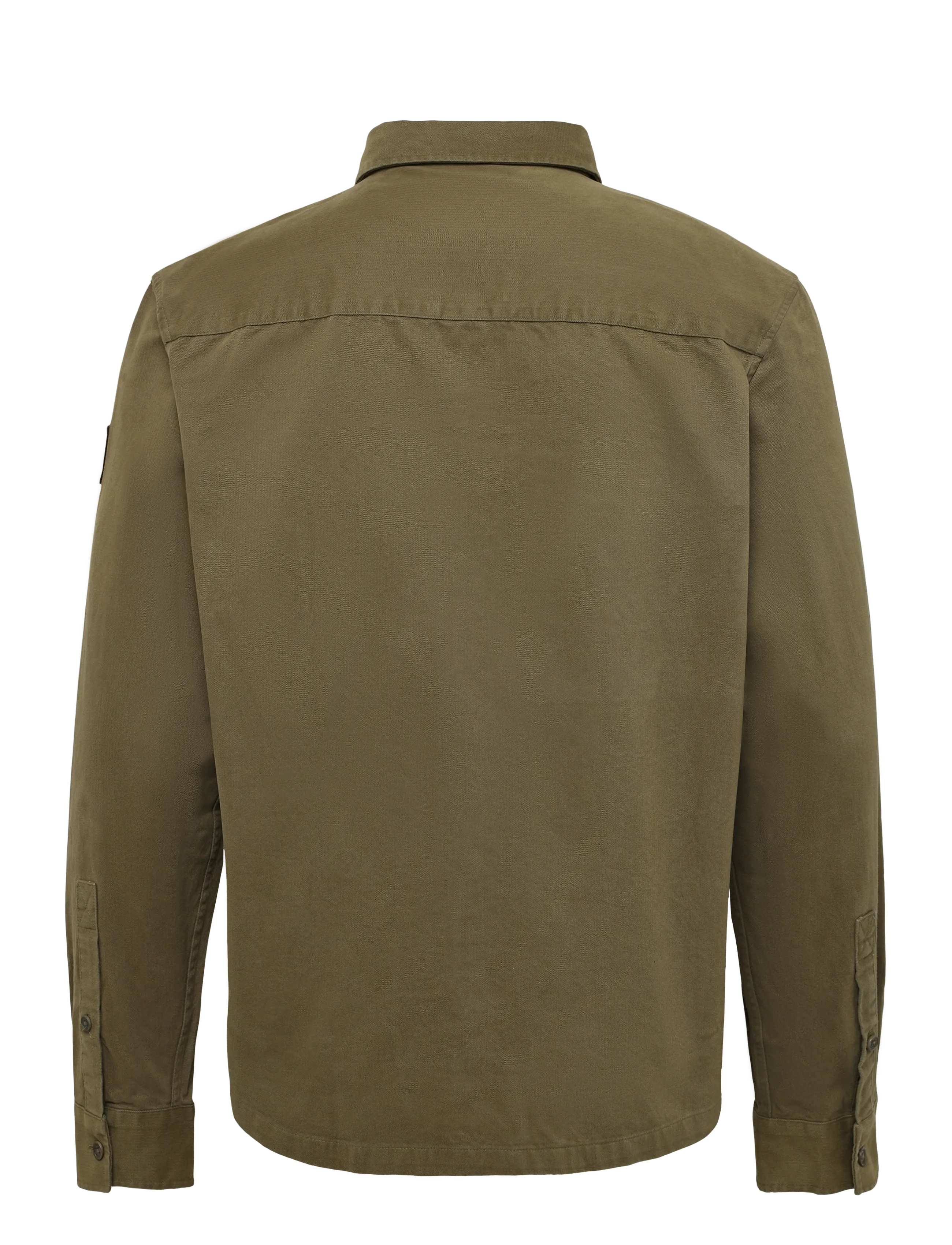 Belstaff - OUTPOST SHIRT COTTON HERRINGBONE Pale Stone - vabaajasärgid - khaki green - 2