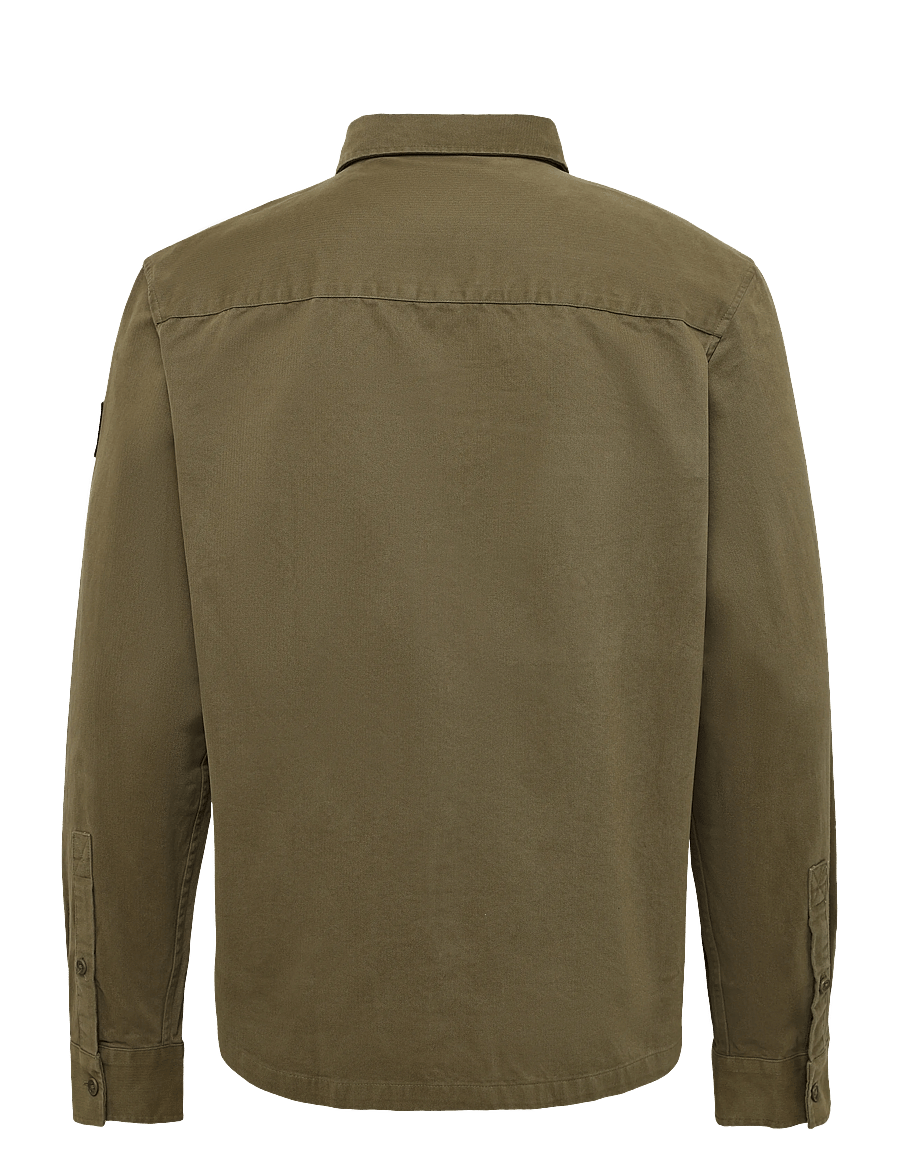 Belstaff - OUTPOST SHIRT COTTON HERRINGBONE Pale Stone - vabaajasärgid - khaki green - 2